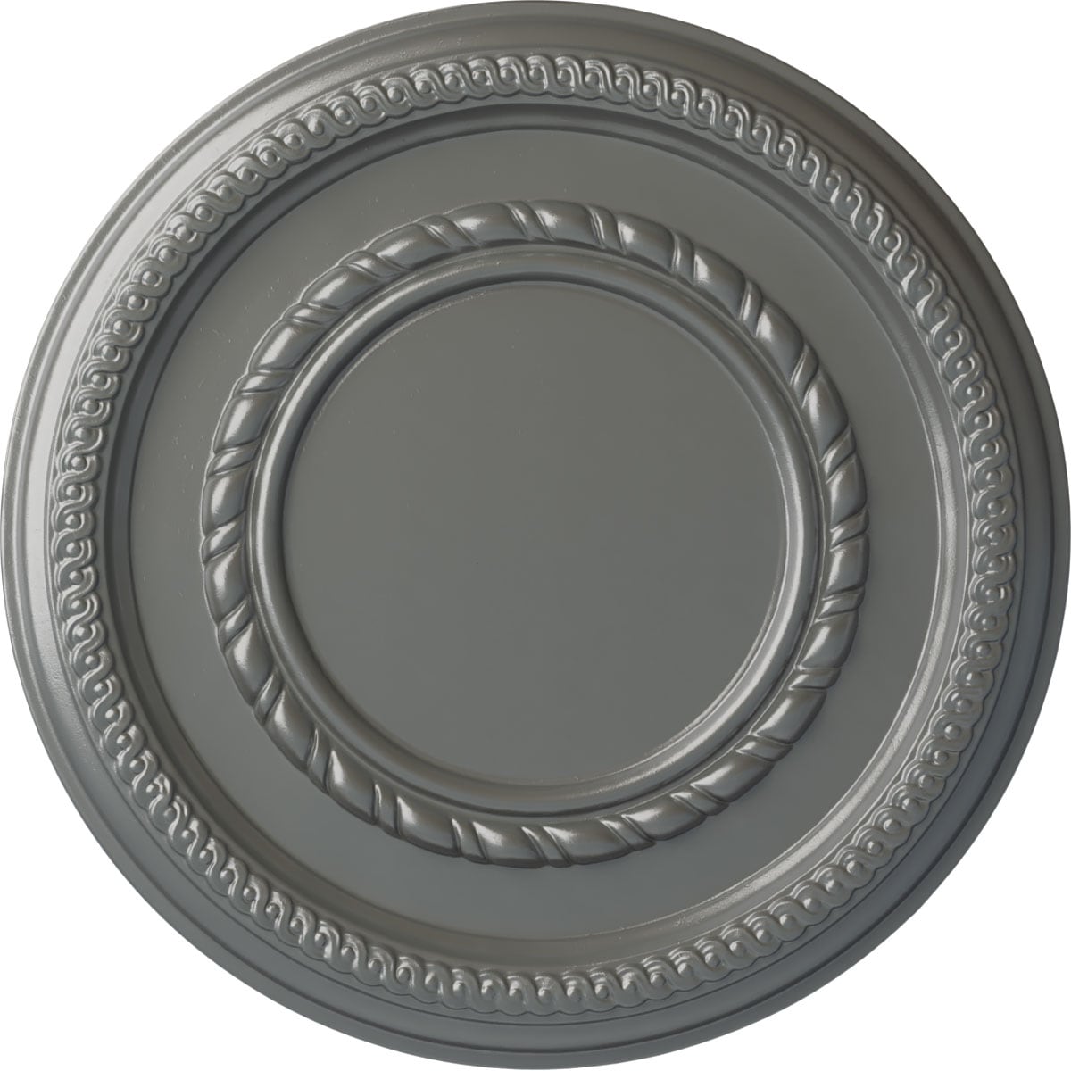 Ekena Millwork CM12FESLS Federal Roped Small 12.5-in W x 12.5-in L Painted Silver Polyurethane Whole Ceiling Medallion