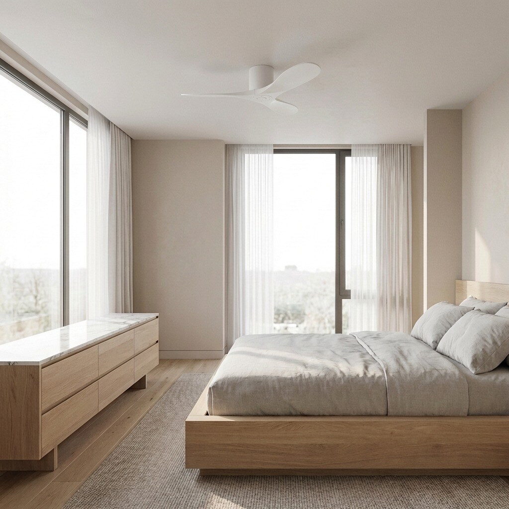 Generation Lighting Maverick 44-in Matte White Covered Outdoor Flush Mount Ceiling Fan Without Light and Remote Control Included Sansujyuku sansujyuku.com