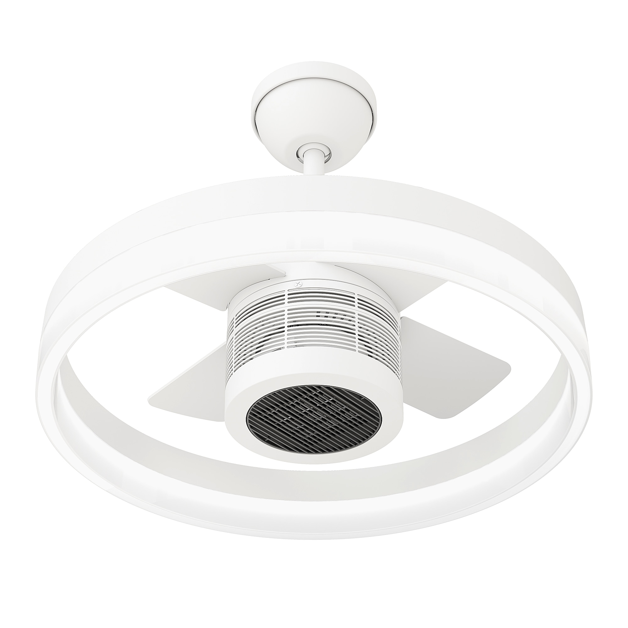 SKYX  SkyFan Aluminum 4-Blade 24in LED Fandelier with Built-in Turbo Heater Fan in Matte White