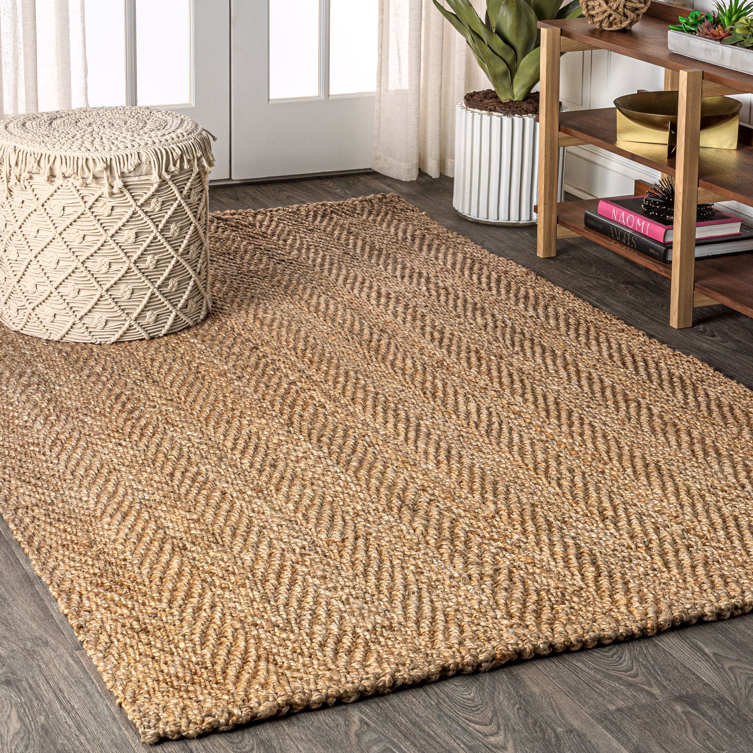 JONATHAN Y Natural Fiber 8 X 10 (ft) Jute Natural Indoor Solid  Bohemian/Eclectic Area Rug in the Rugs department at
