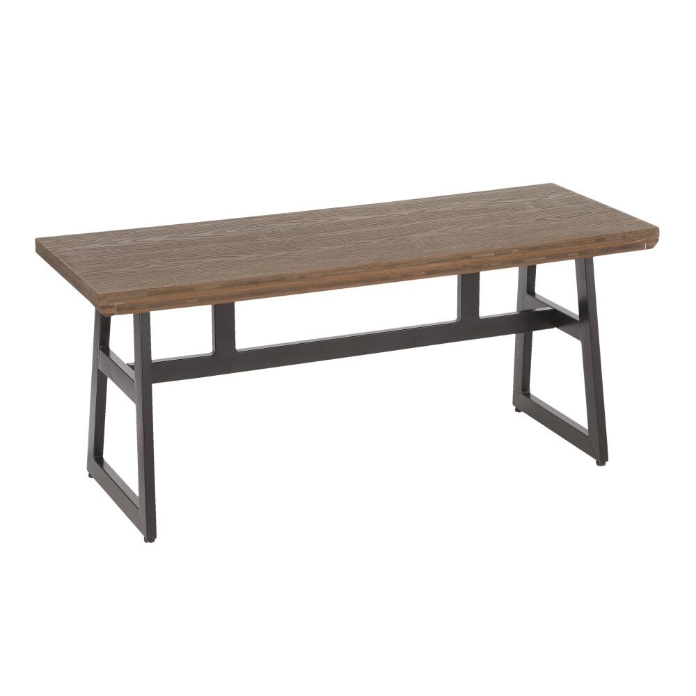 LumiSource BC-GEO BKBN Geo Eclectic Black Metal, Brown Bamboo Accent Bench 15.75-in x 42.25-in x 18.25-in