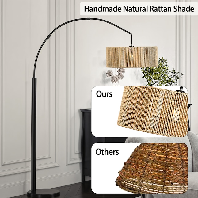 Maxax Attractive 79.33-in Black Arc Floor Lamp with Rattan Maxax Attractive 79.33-in Black Arc Floor Lamp with Rattan