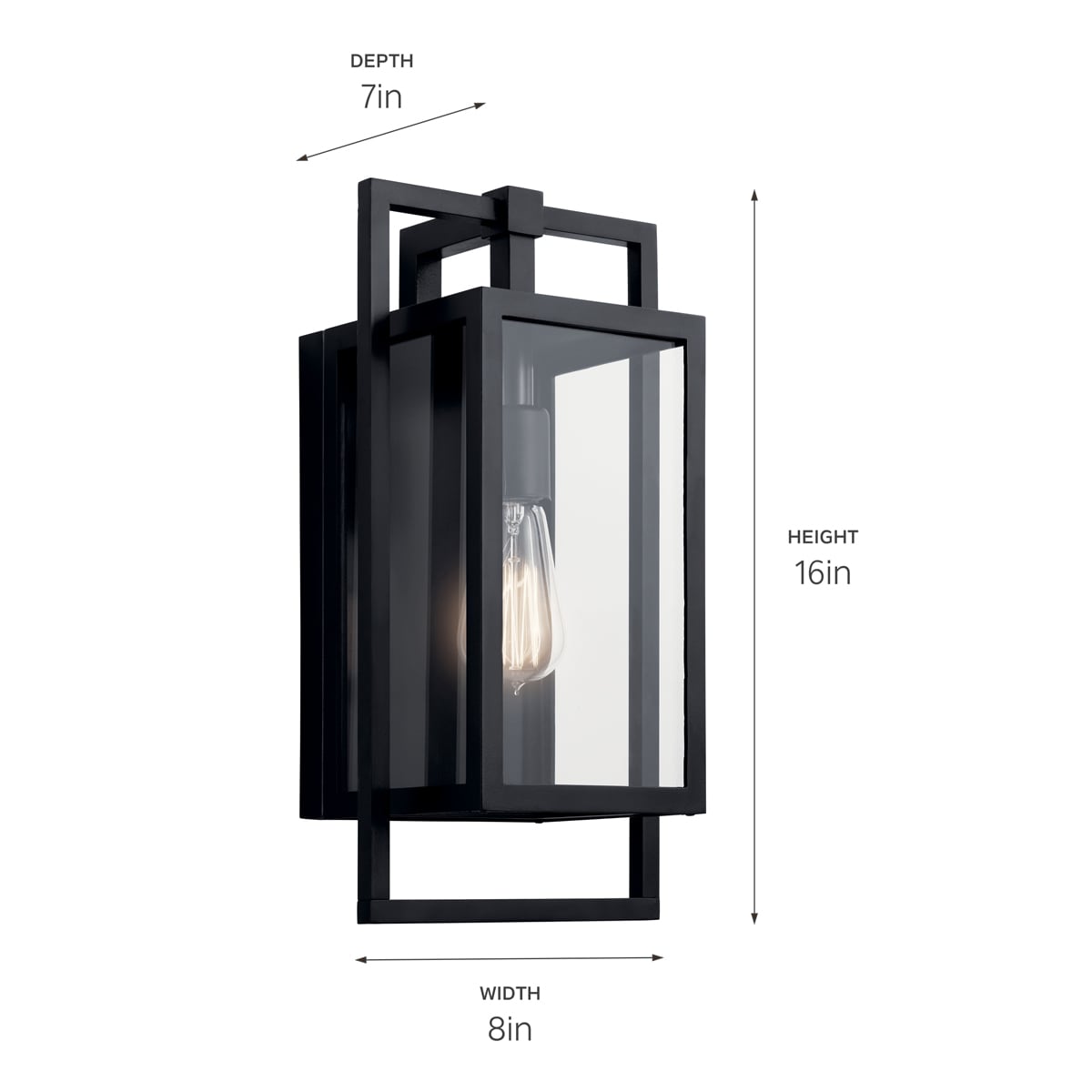 Kichler Goson 1-Light 16-in H Black Outdoor Wall Light in the Outdoor ...