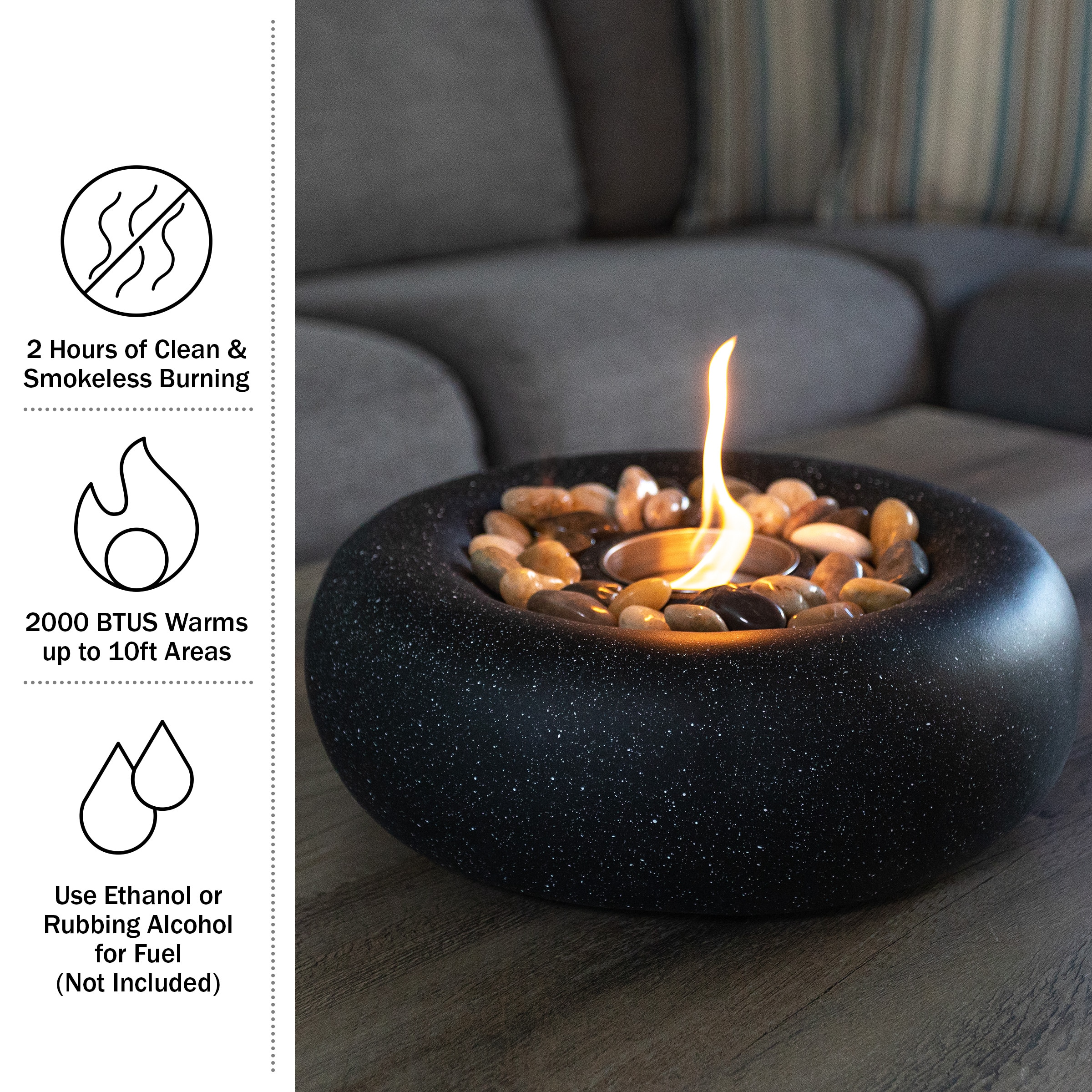 Compact Dark Gray Concrete Tabletop Fire Pit