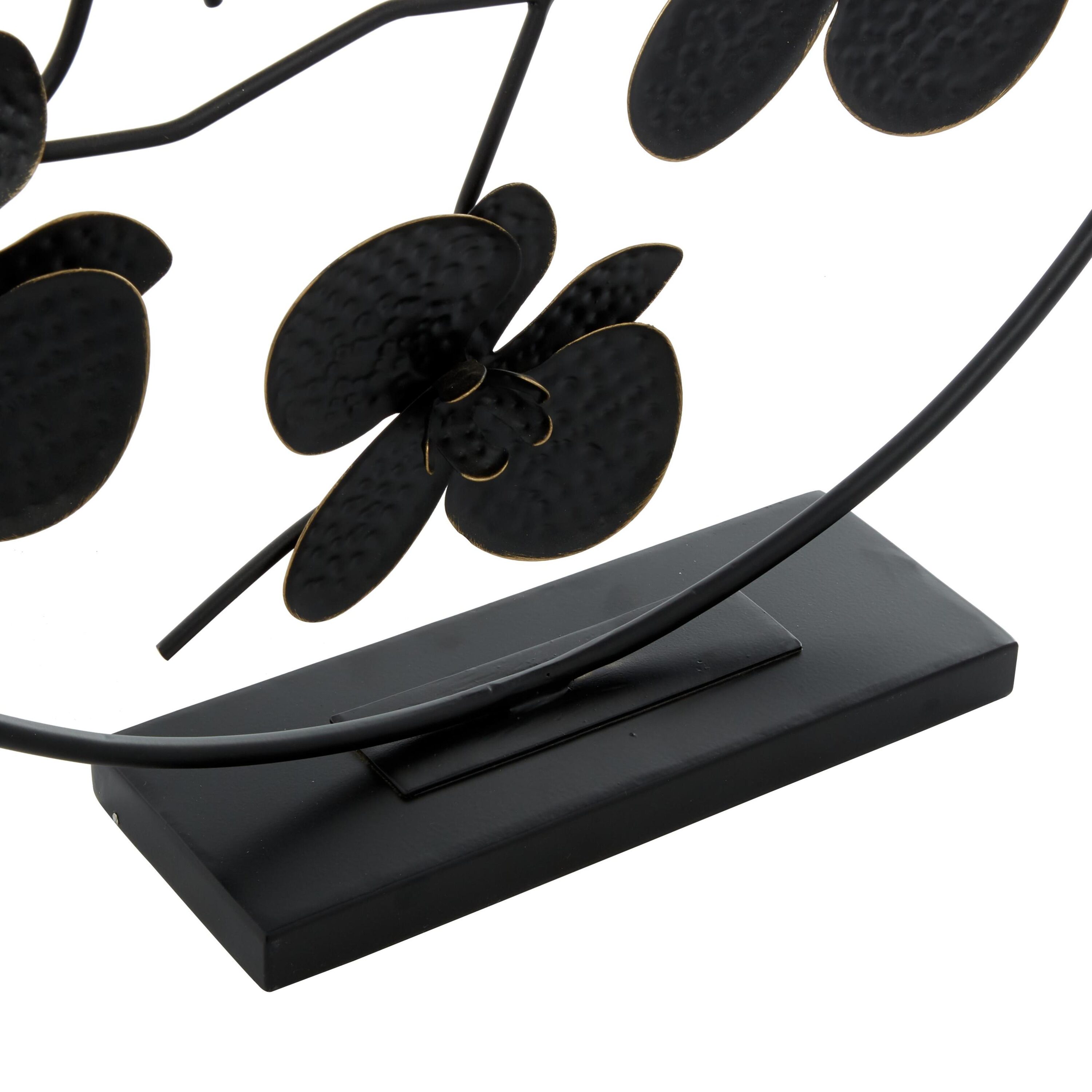 Elegant Black Metal Orchid Floral Sculpture 26"