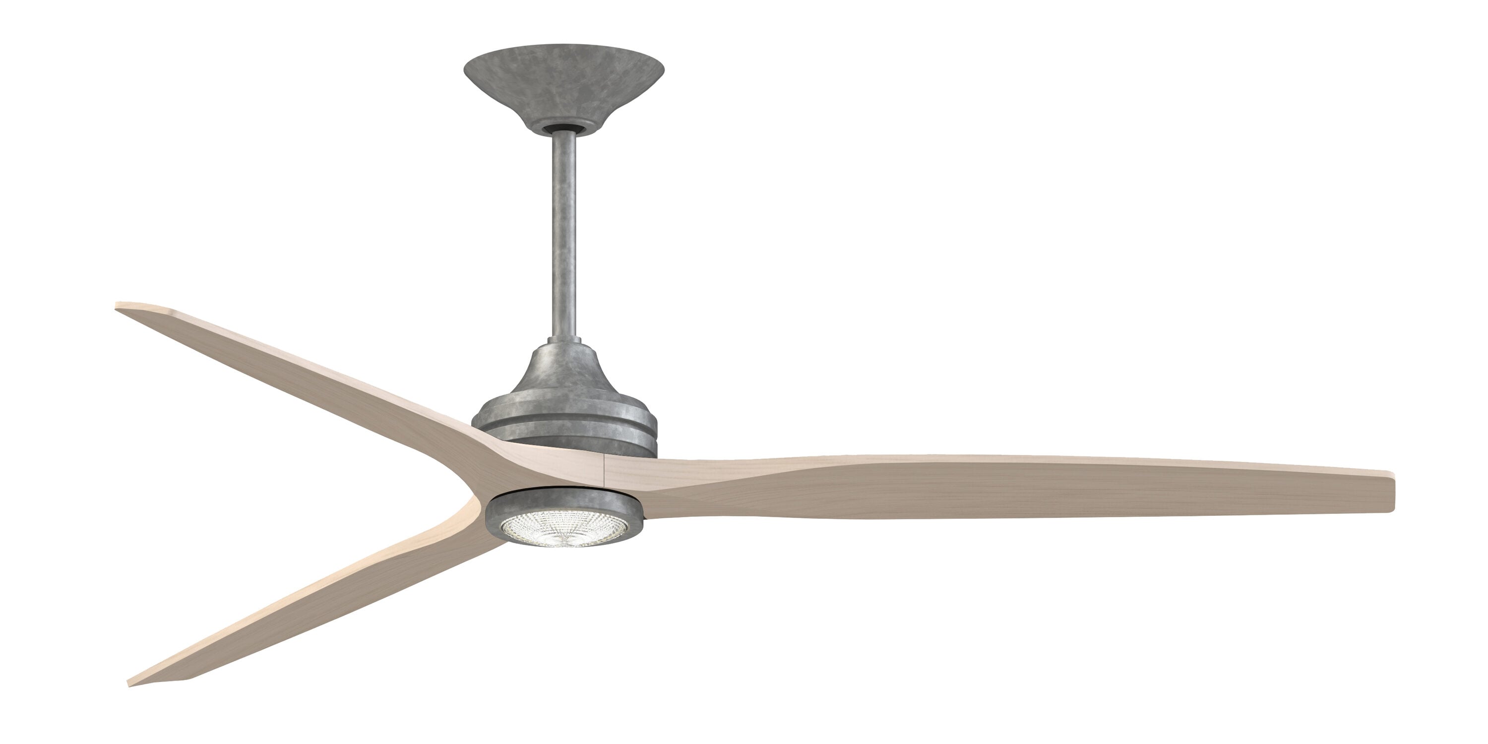 Fanimation FPD6721BGZ-72WW-LK Spitfire 72-in Color-Changing Integrated LED Outdoor Smart Galvanized with White Washed Blades Propeller Ceiling Fan With Light - Remote Included ( 3 -Blade )