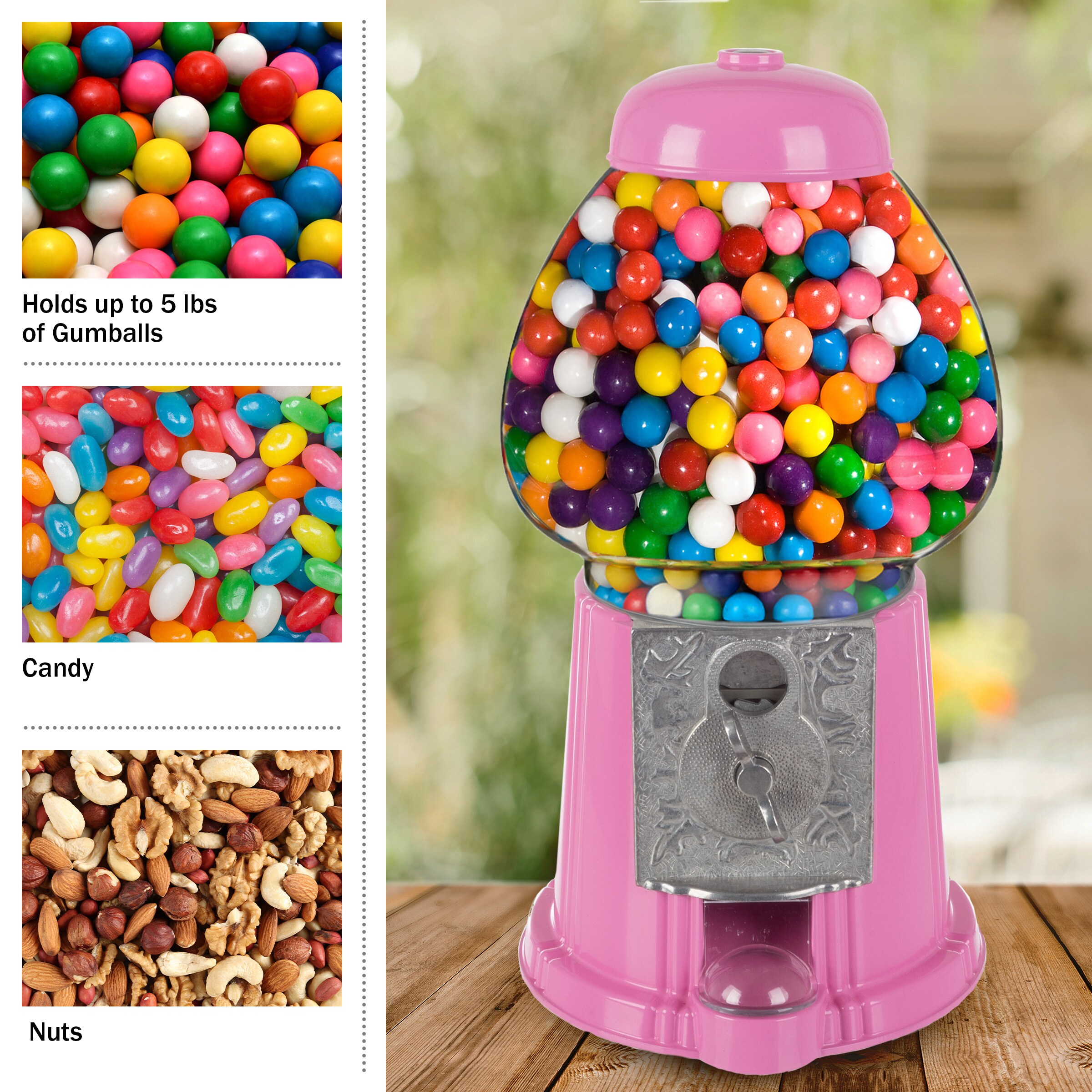 Great Northern Popcorn Pink Gumball Machine - 11-inch Vintage Metal and  Glass Candy Dispenser Machine for Home Coin Operated Toy Bank with Free  Spin in the Specialty Small Kitchen Appliances department at