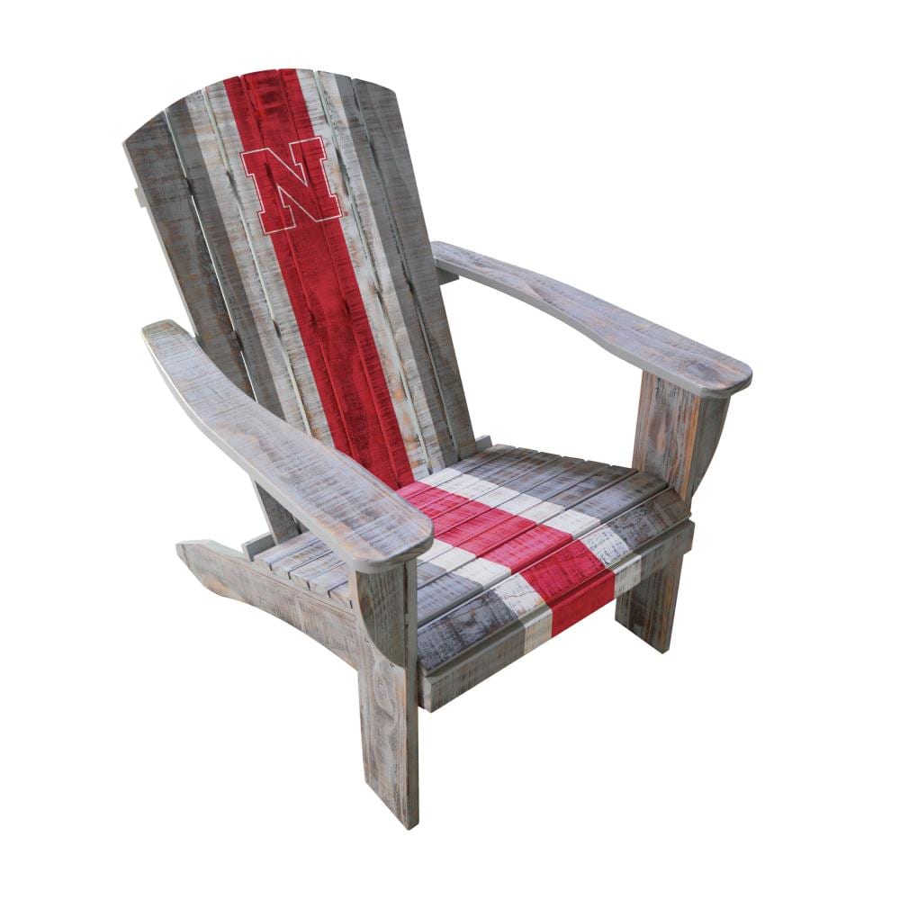 Imperial International IMP  711-7010 Nebraska Cornhuskers Multi Color/Wood Finish Composite Material Frame Stationary Adirondack Chair with Slat Seat