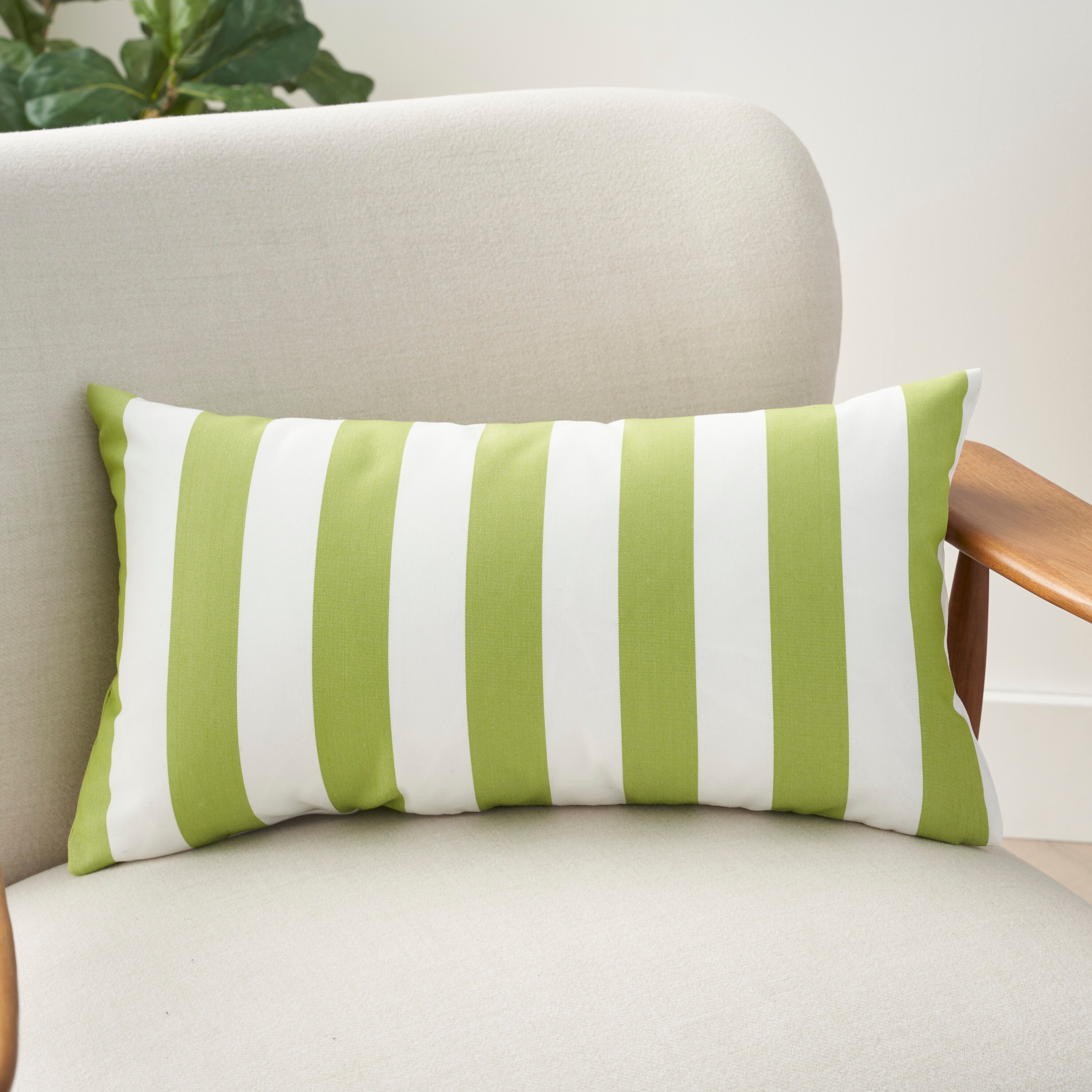 Green and clearance white striped pillows