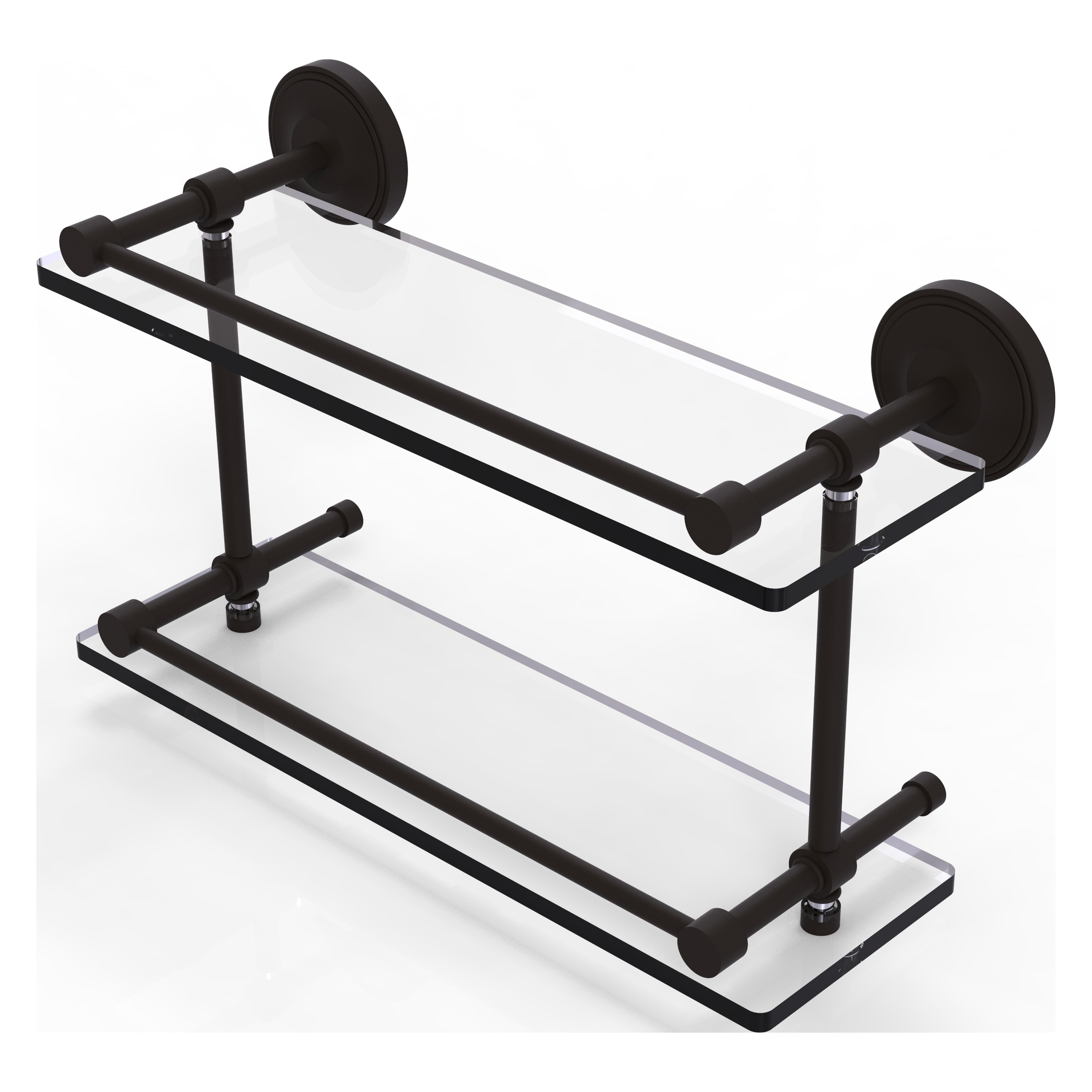 Allied Brass PRBP-2/16-GAL-ORB Prestige Regal Oil-Rubbed Bronze 2-Tier Wall Mount Bathroom Shelf (16-in x 8-in x 5-in)