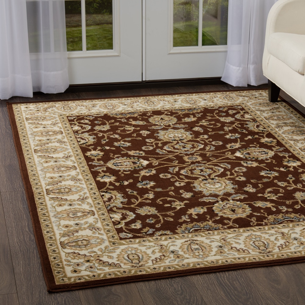 Home Dynamix 2-HD919-511 Optimum Maoz 5 x 7 (ft) Loomed Polypropylene Brown Rectangular Indoor/Outdoor Border Area rug