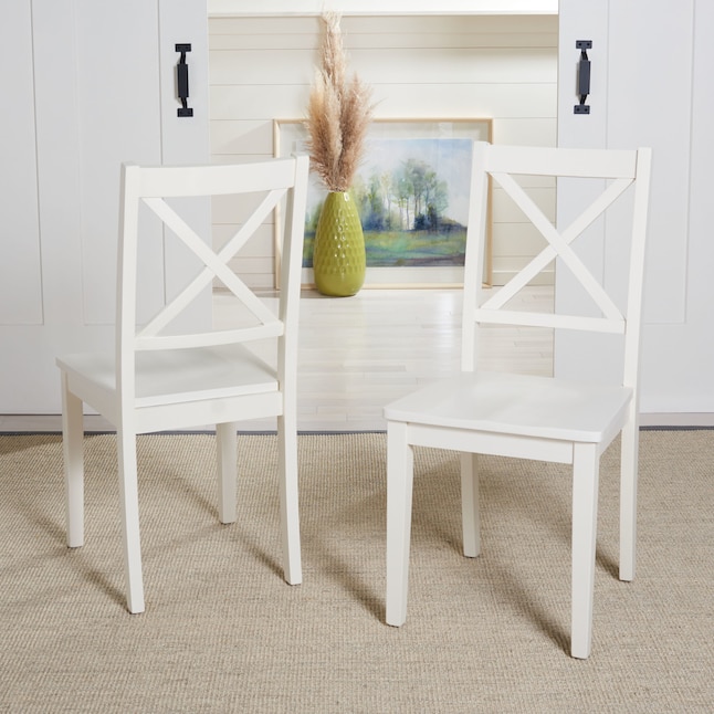 2 Silio Country Side Chair Wood Frame, Antique White Cross Back Dining Chairs