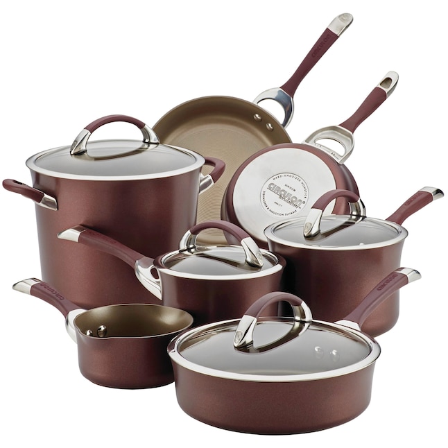 Circulon 11pc Symmetry Hard Anodized Cookware Set, Merlot in the Cooking  Pans & Skillets department at