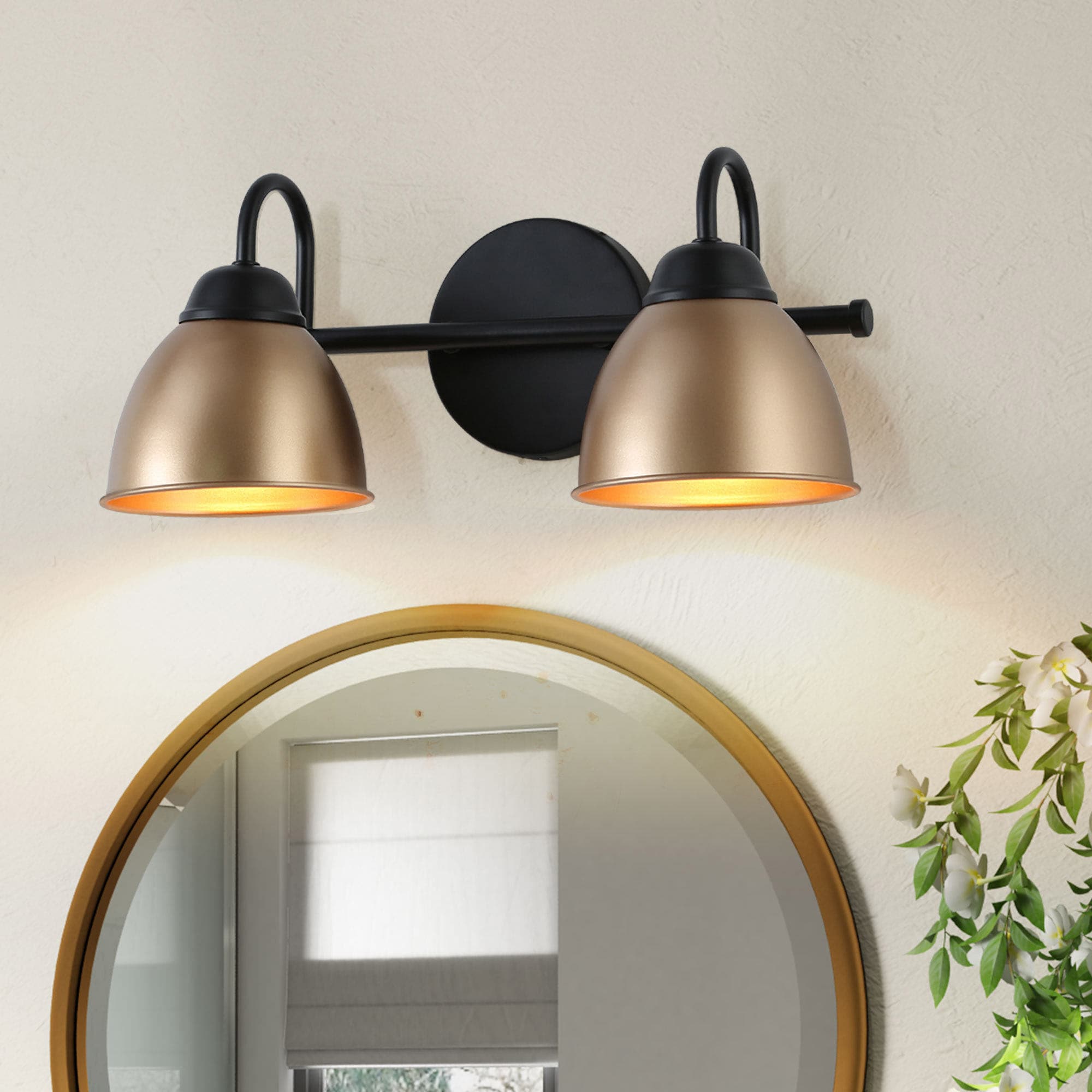 Uolfin UJQQYV-LWS24316-77 6.5-in 2 -Light Polished Gold Industrial Vanity light
