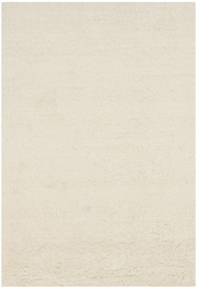 Ivory Hand-Tufted Wool Shag Area Rug 4' x 6'
