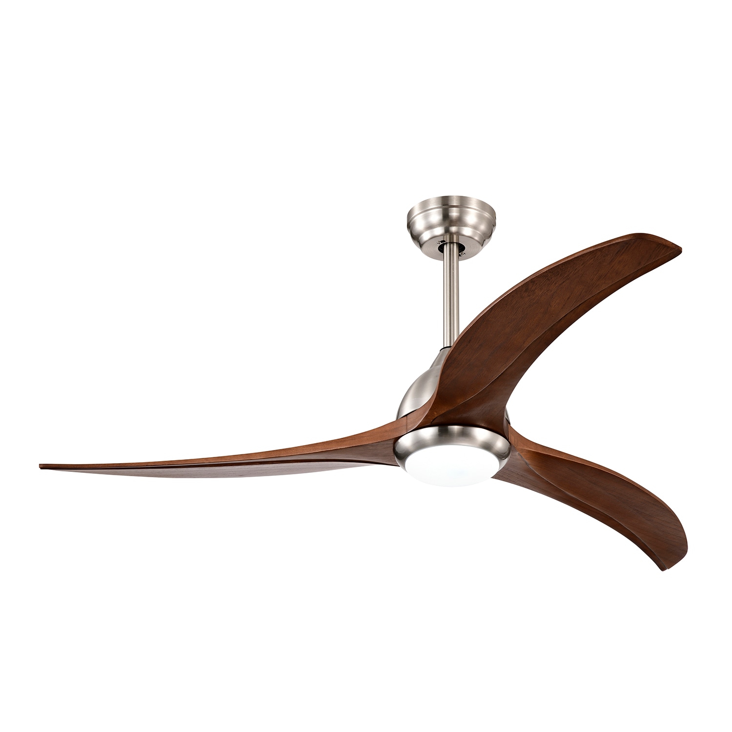 Bybafun YB5700065 52-in Integrated LED Nickel with Finished Blades Ceiling Fan With Light and Remote ( 3 -Blade )