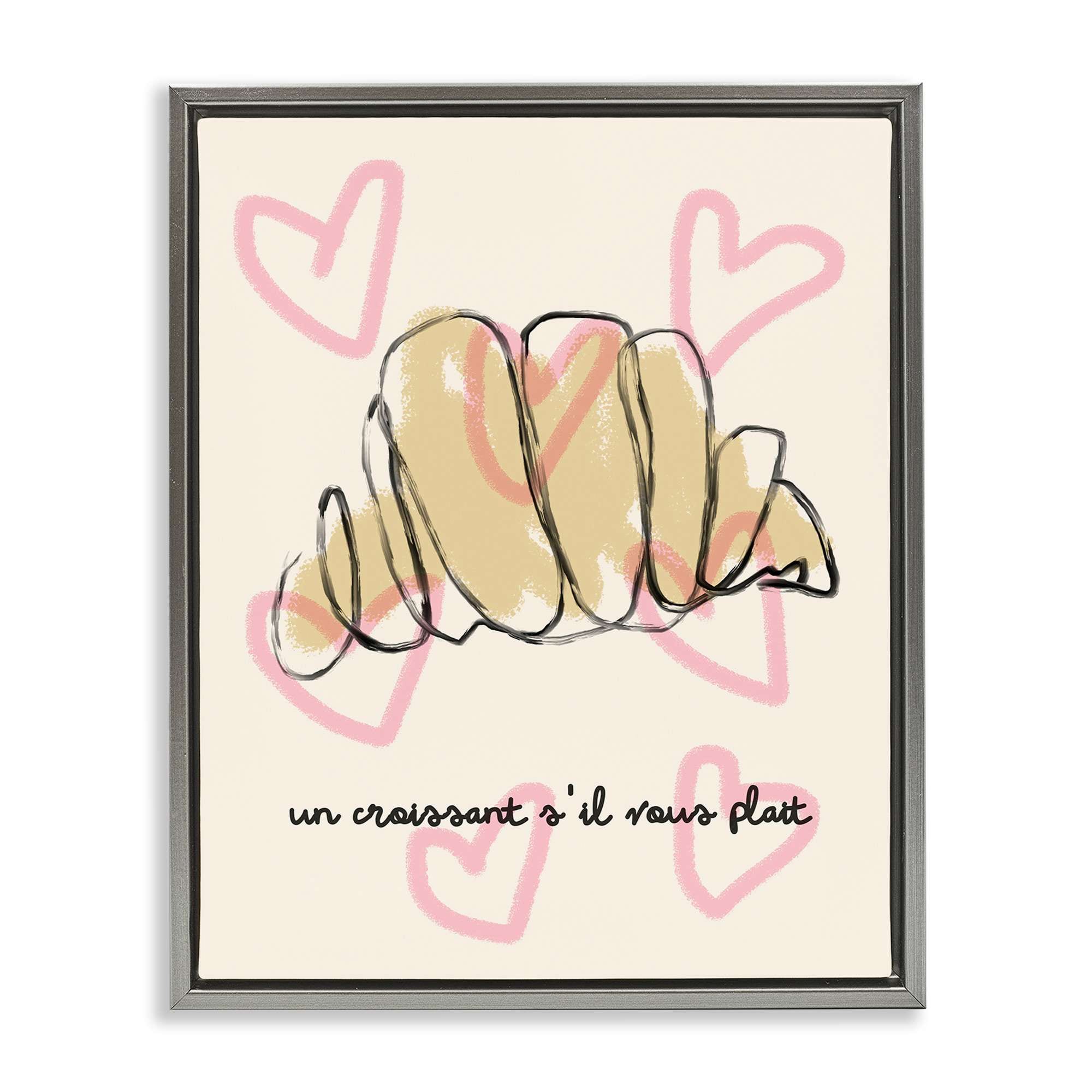 Stupell Industries BT-129-FFL-24X30 Chic Croissant with Hearts Floating Frame design by Lil' Rue