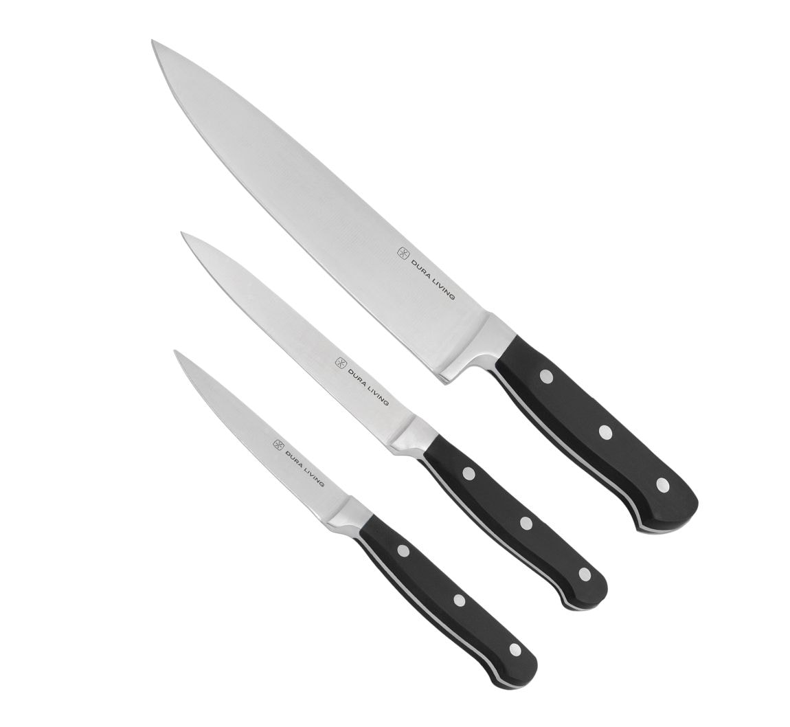 Dura Living  Signature Forged Stainless Steel Knife Collection Set - 3 Piece Black
