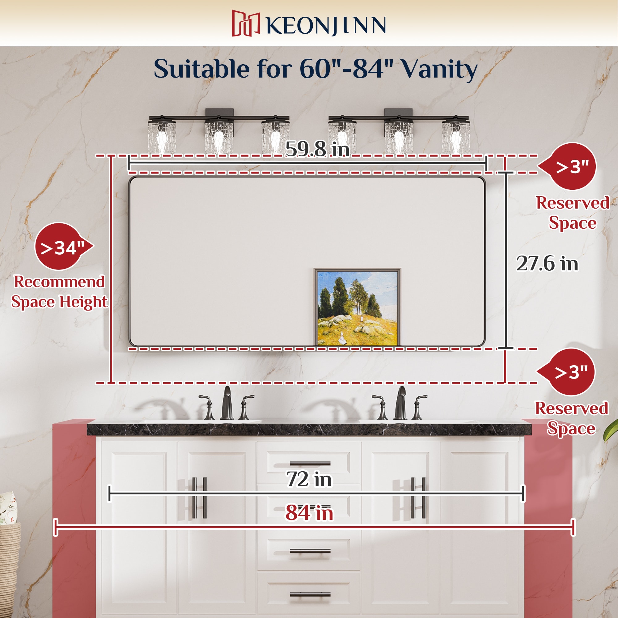 Keonjinn LW-JSKYJ2-15070BK Decor-Mirrors - View #3
