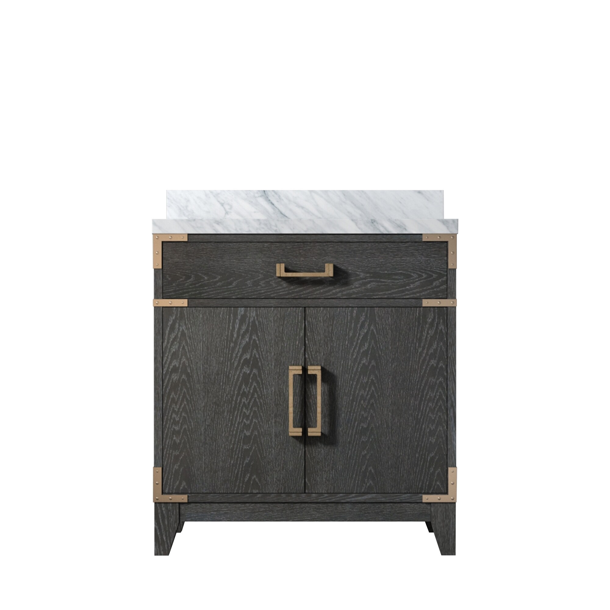 Lexora LVW30SJ100 Wilton 30-in Black Oak Undermount Single Sink Bathroom Vanity with White Carrara Marble Top