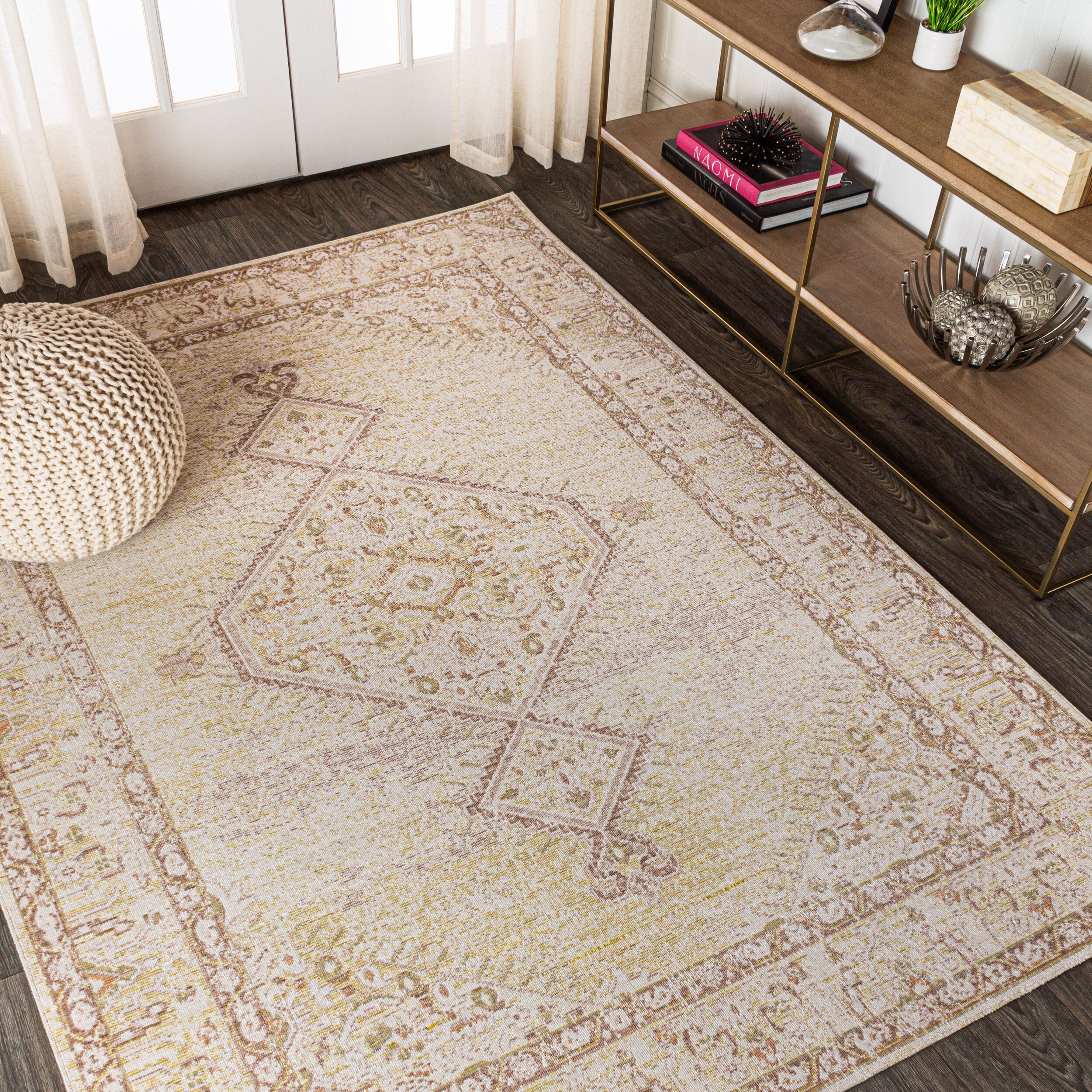 JONATHAN  Y MDP306A-5 MODERN PERSIAN Lila Tribal 5 x 8 (ft) Loomed Polyester Ivory Rectangular Indoor Medallion Persian Area rug
