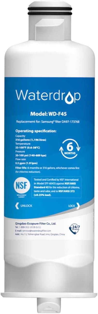 Waterdrop BL-WD-DA97-17376B Twist-in Refrigerator Water Filter DA97-17376B,Replacement for Samsung HAF-QIN/EXP,RF28R7201SR