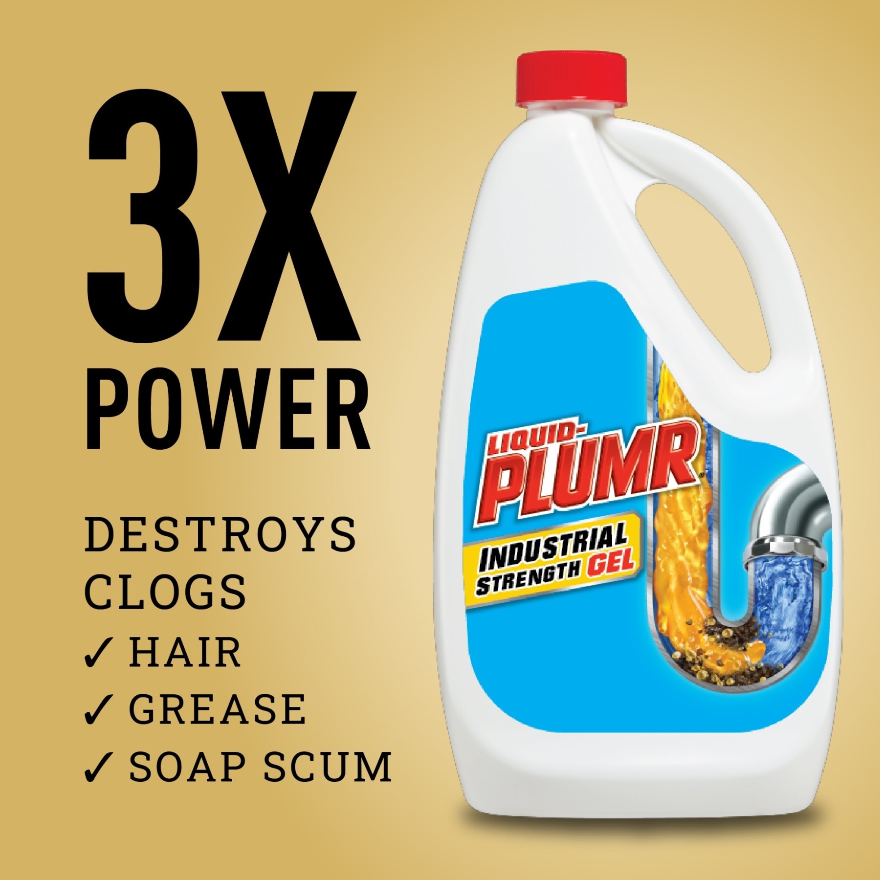 Instant Power Liquid Drain Cleaner for Bathrooms - Clears Main