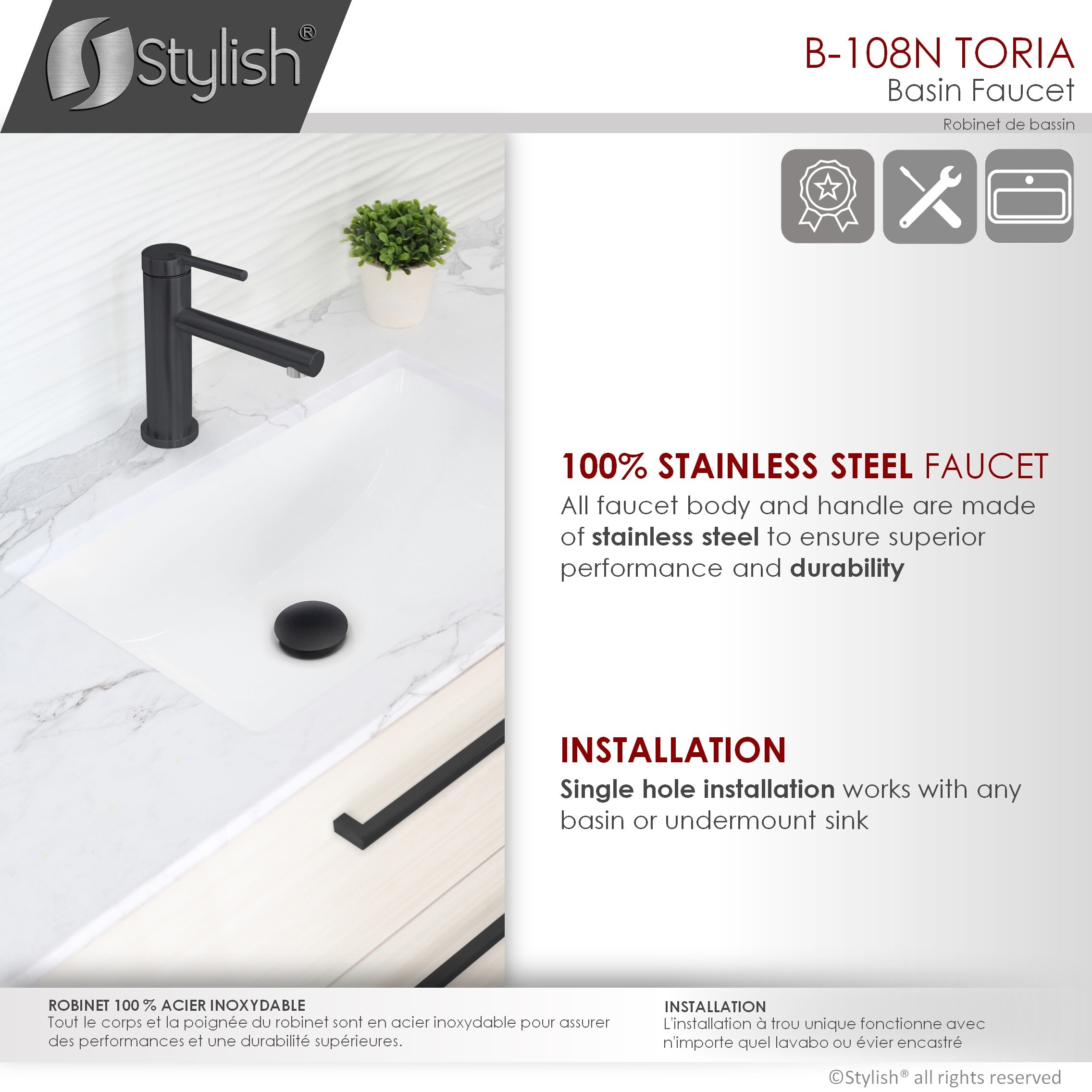 Stylish B-108N Lavatory-Faucets - View #6