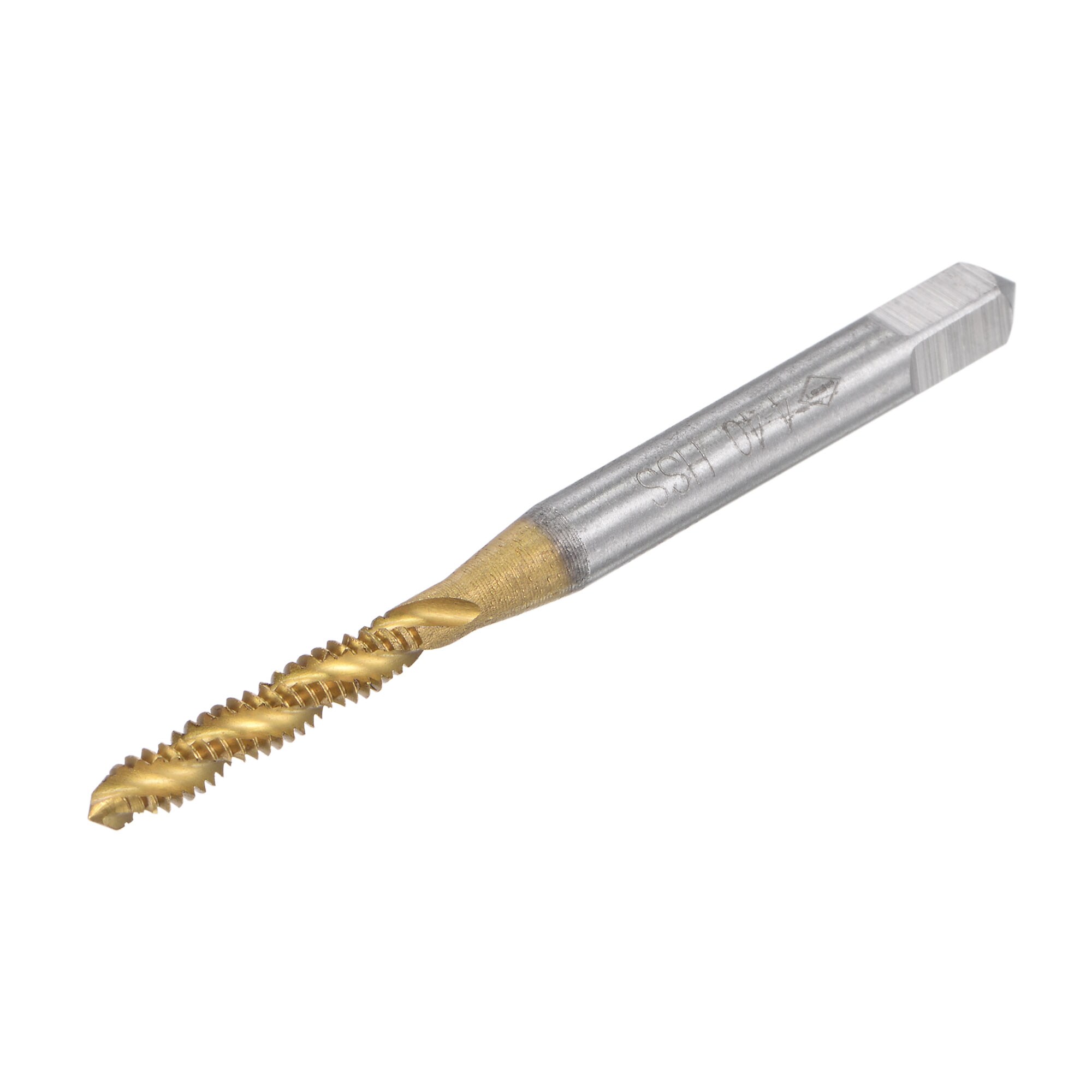 Unique Bargains Spiral Flute Threading Tap 4-40 UNC HSS (High Speed Steel) Titanium Plated Machine Thread Screw Tap 3 Flutes Tapping Tool H2 Tolerance