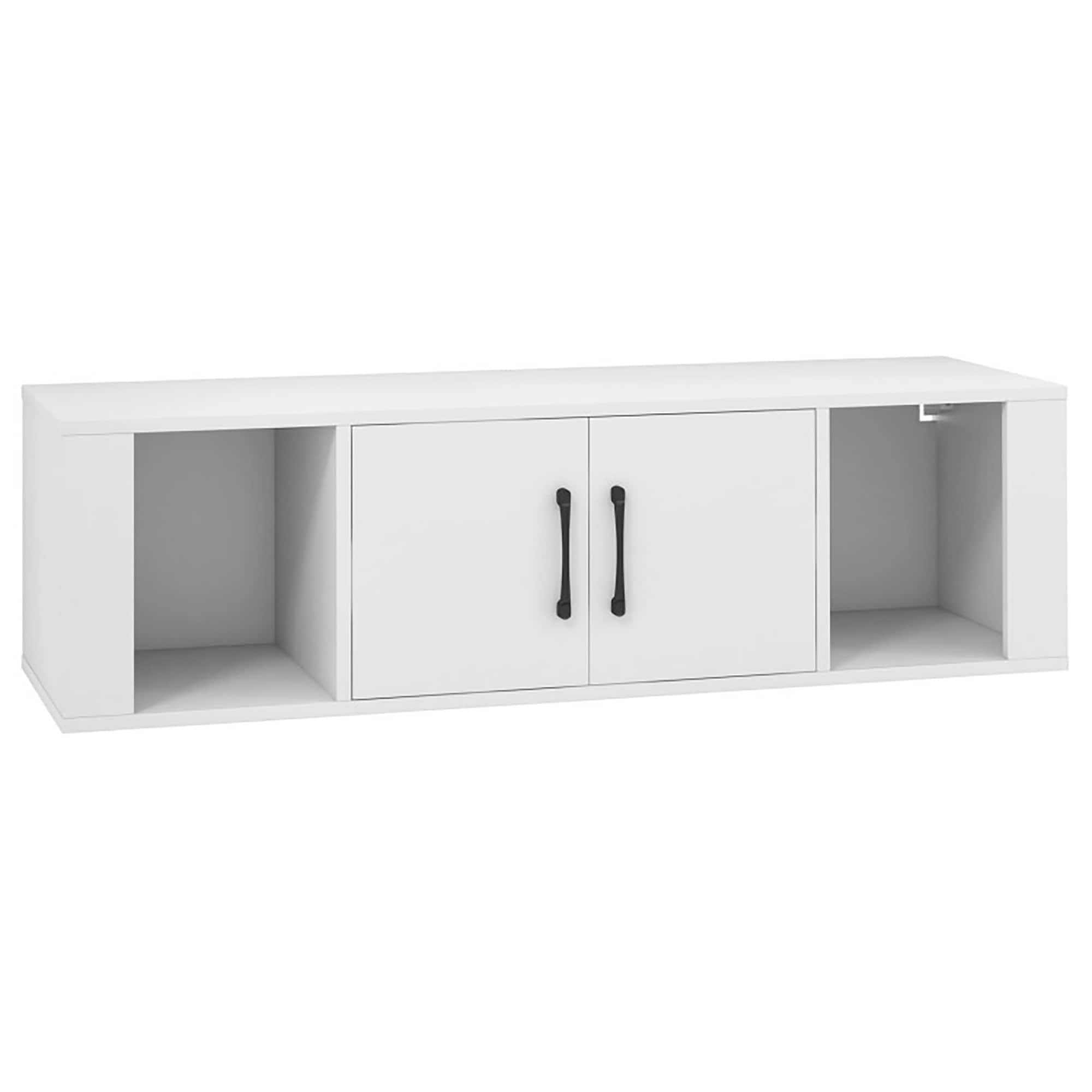Sumyeg JWS-W24104950 Wall Mounted Floating 2 Door Desk Hutch Storage Shelves Modern/Contemporary White TV cabinet ( Accommodates TVs up to 60-in )
