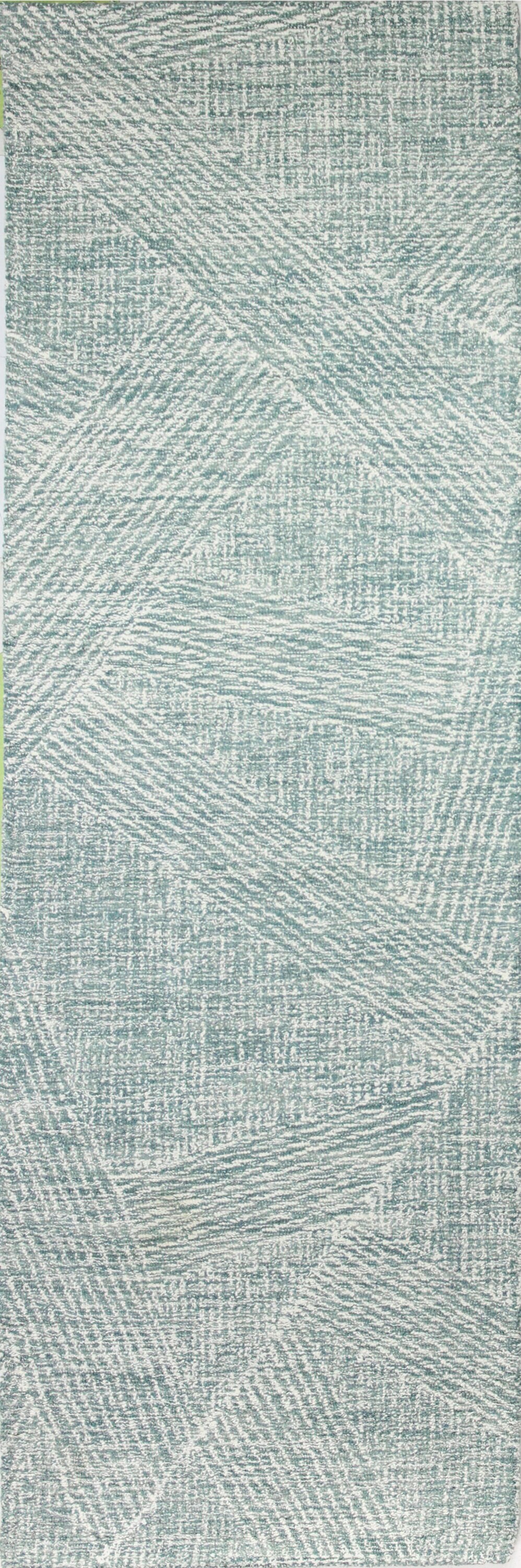 Bashian 649652292977 3 X 8 (ft) Wool Teal Indoor Geometric Moroccan Runner Rug