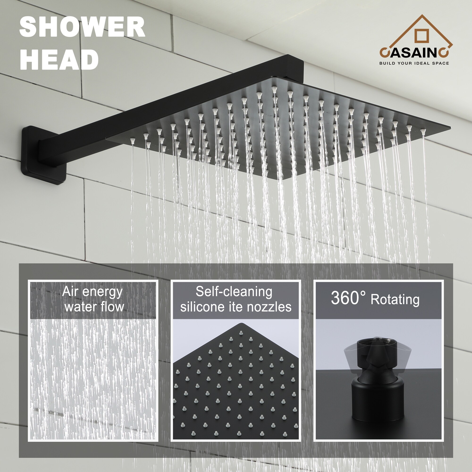 CASAINC OY-98A1202-MB Showerhead-Bar-Panels - View #6