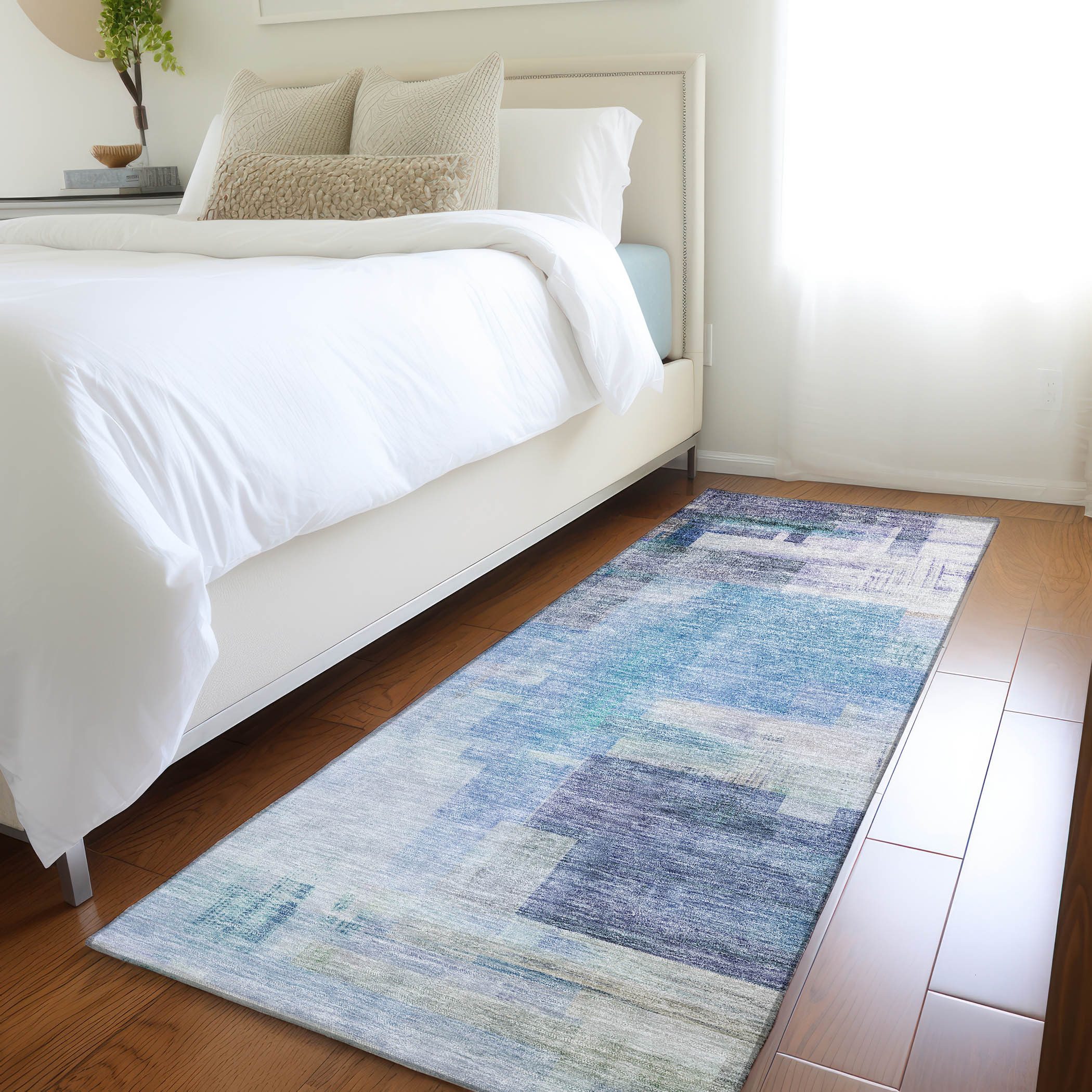 Addison Rugs ACN1067BU2X8 Chantille ACN1067BU 2 x 7 (ft) Polyester Blue Rectangular Indoor/Outdoor Geometric Machine washable Runner rug