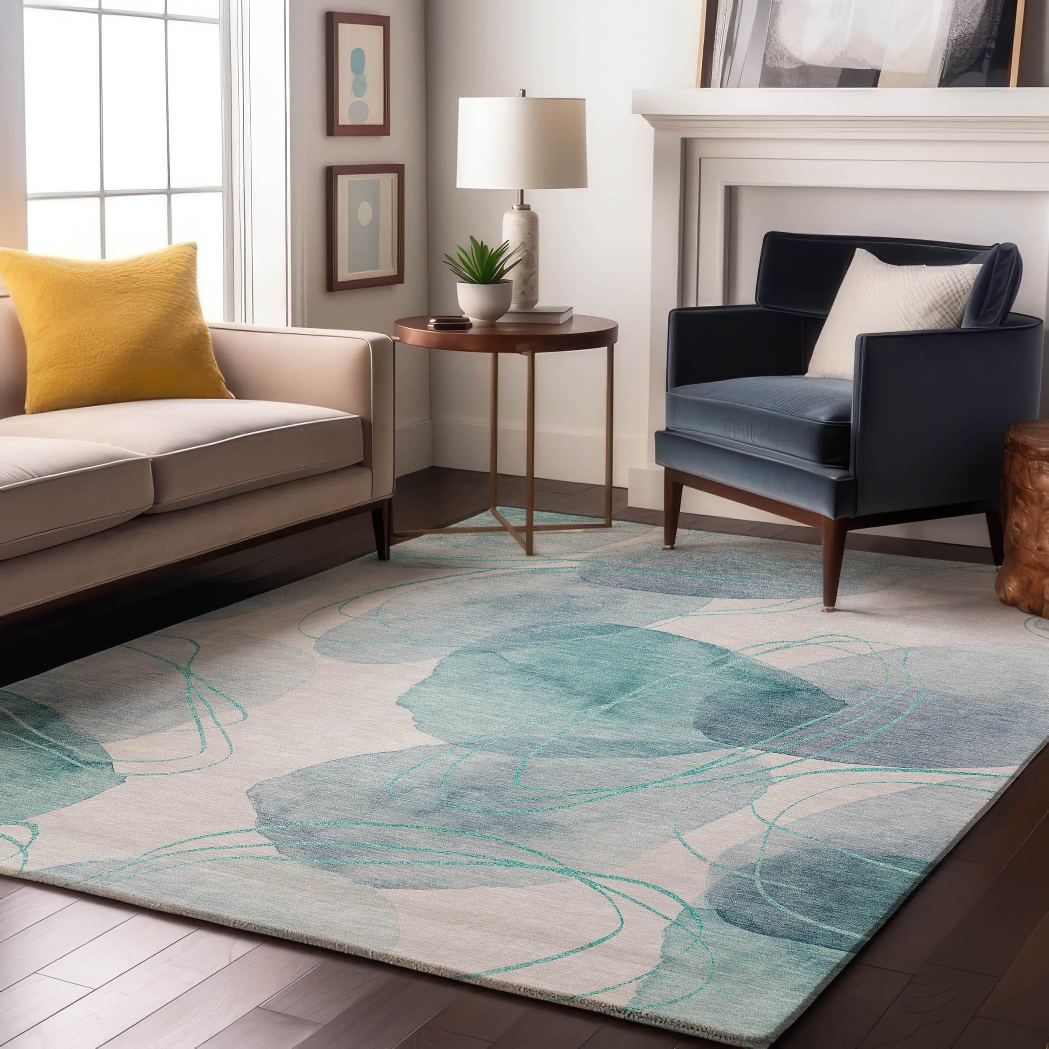 Addison Rugs AMF533TE5X8 Mayfield AMF533TE 5 x 7 (ft) Loomed Polyester Teal Rectangular Indoor Geometric Machine washable Area rug