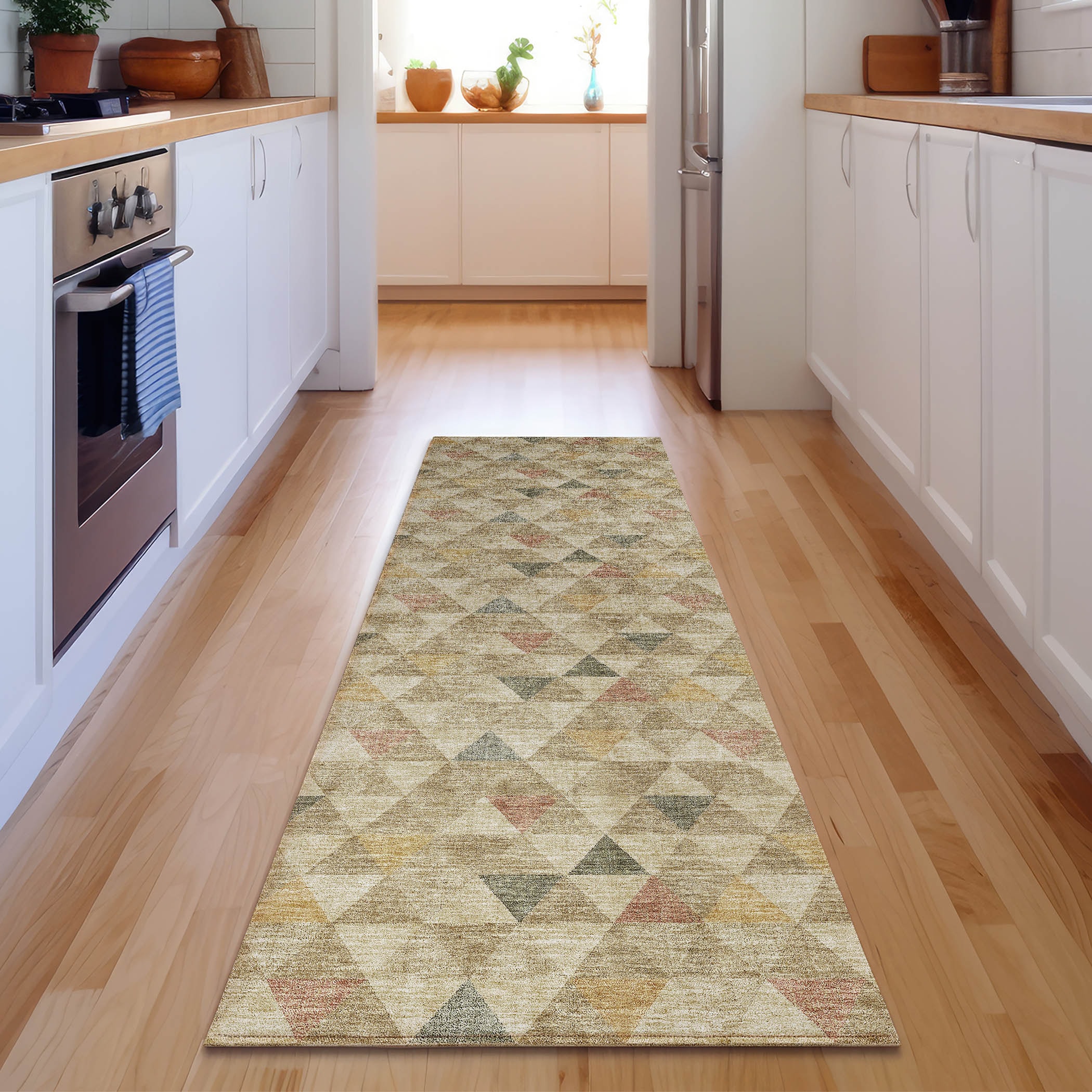 Addison Rugs AMF612BG2X8 Mayfield AMF612BG 2 x 7 (ft) Loomed Polyester Beige Rectangular Indoor Geometric Machine washable Area rug