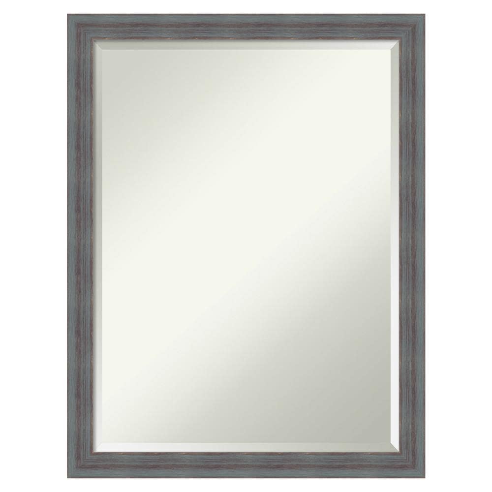 Amanti Art DSW4051809 Dixie Blue Grey Rustic Frame 20.25-in x 26.25-in Framed Bathroom Vanity Mirror (Distressed Blue,Grey)