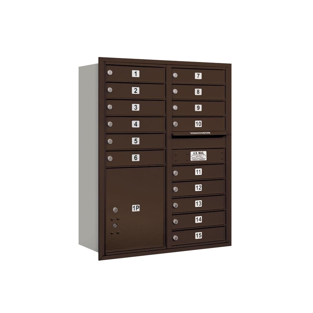 SALSBURY INDUSTRIES 3711D-15ZRU Recessed Mount Bronze Metal Extra Large Lockable Cluster Mailbox