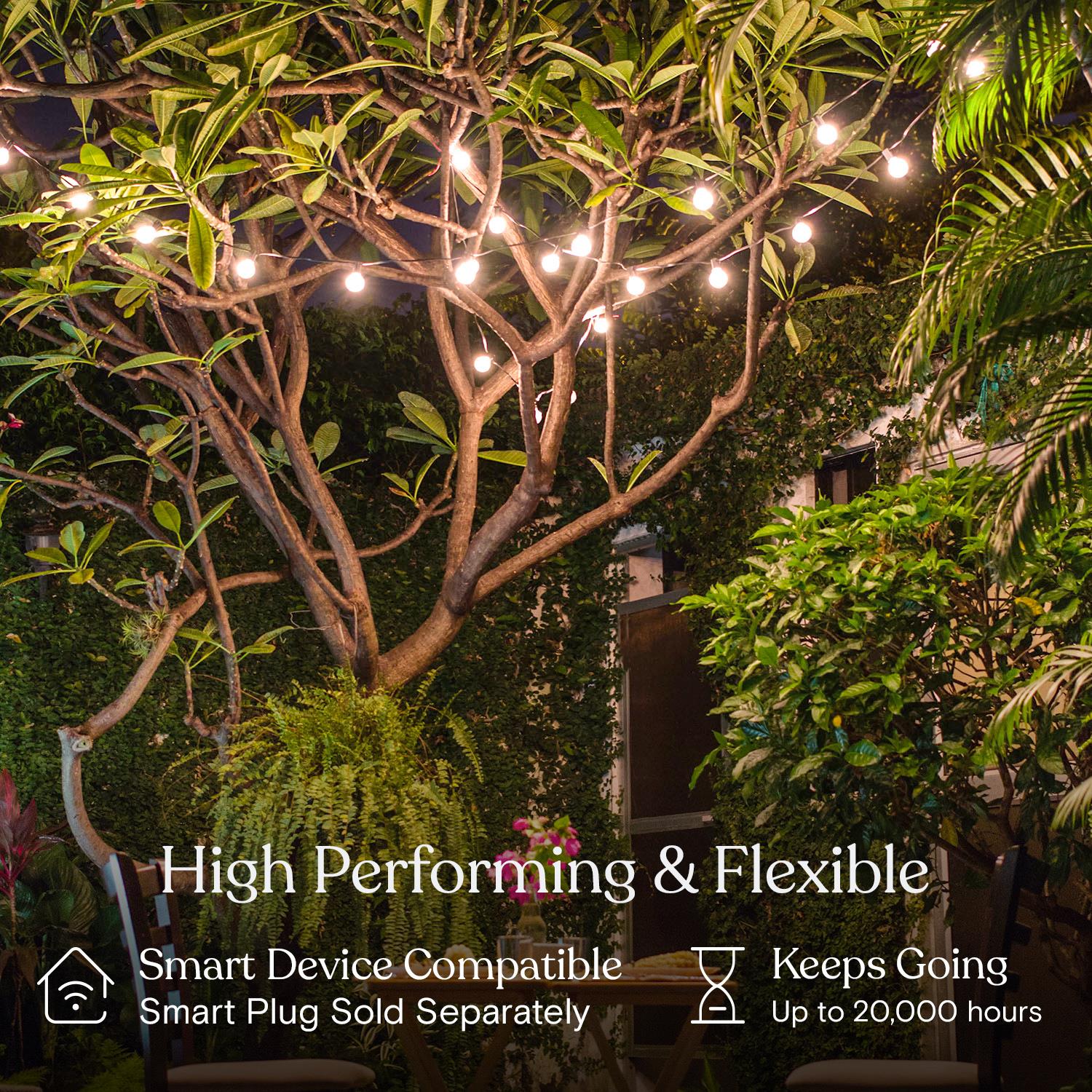 White Globe LED Outdoor String Lights, 26 ft