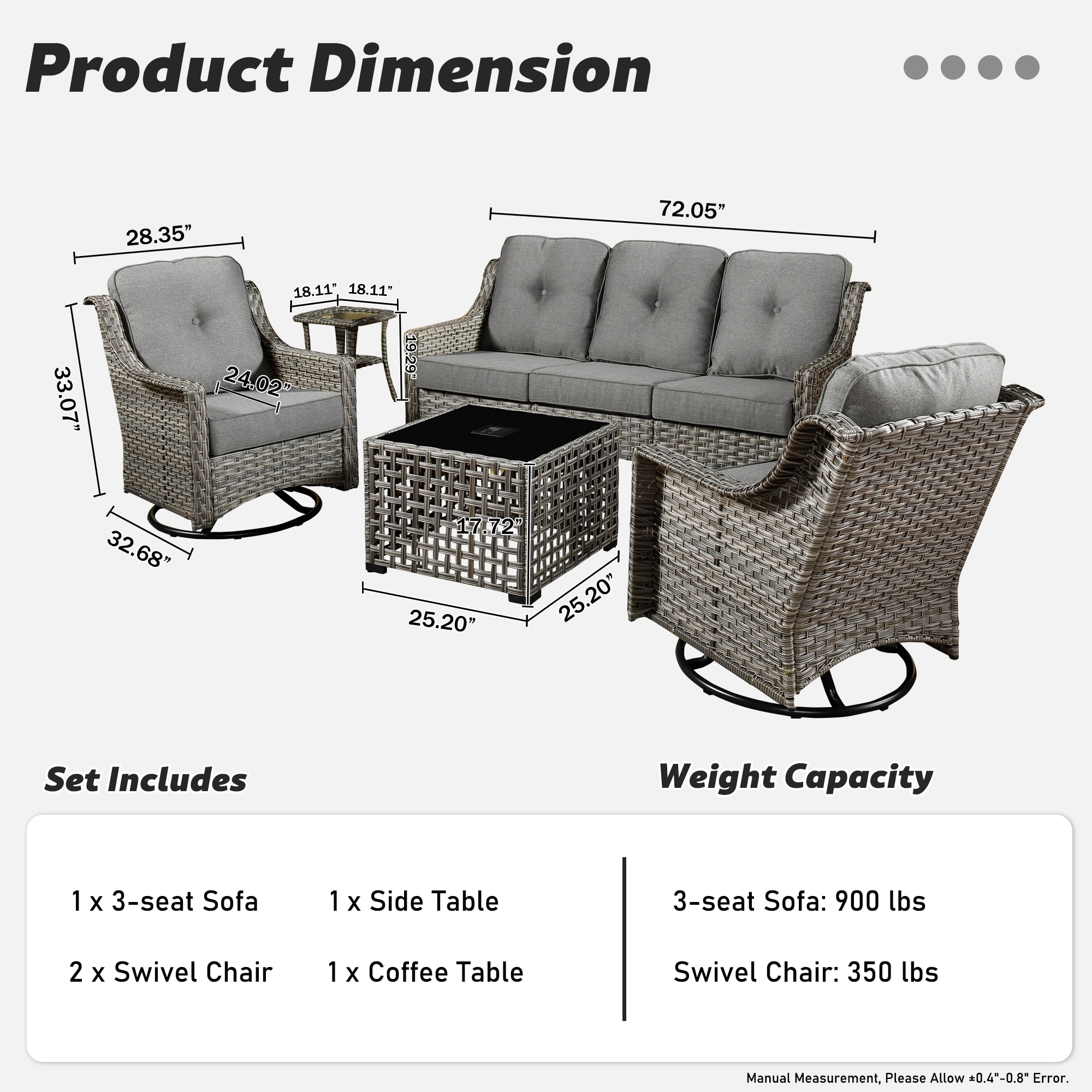 Ovios PD205Y Patio-Conversation-Sets - View #9
