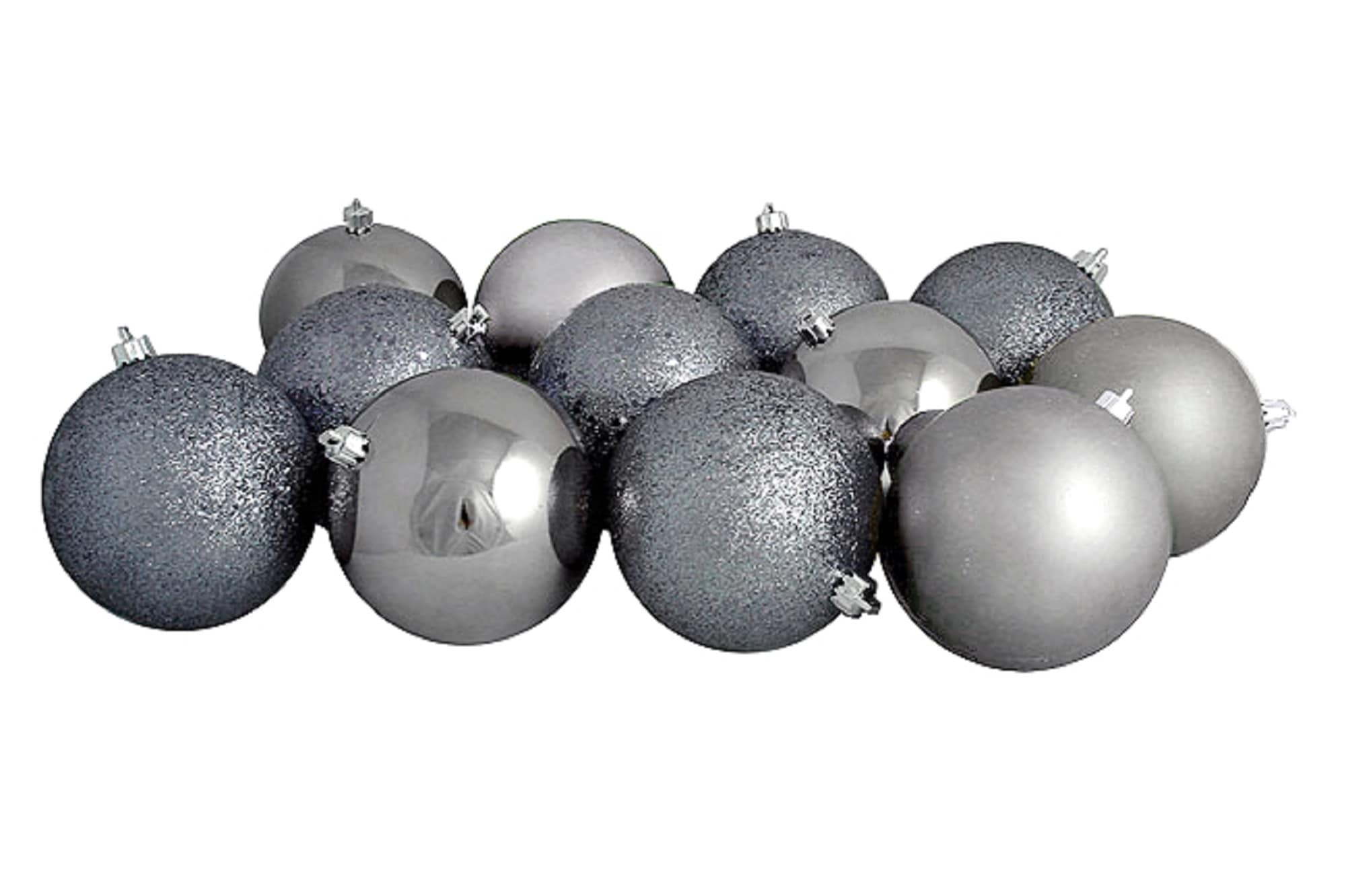 Northlight 31754057 12 -Pack Gray Ball Standard Indoor Ornament set Shatterproof
