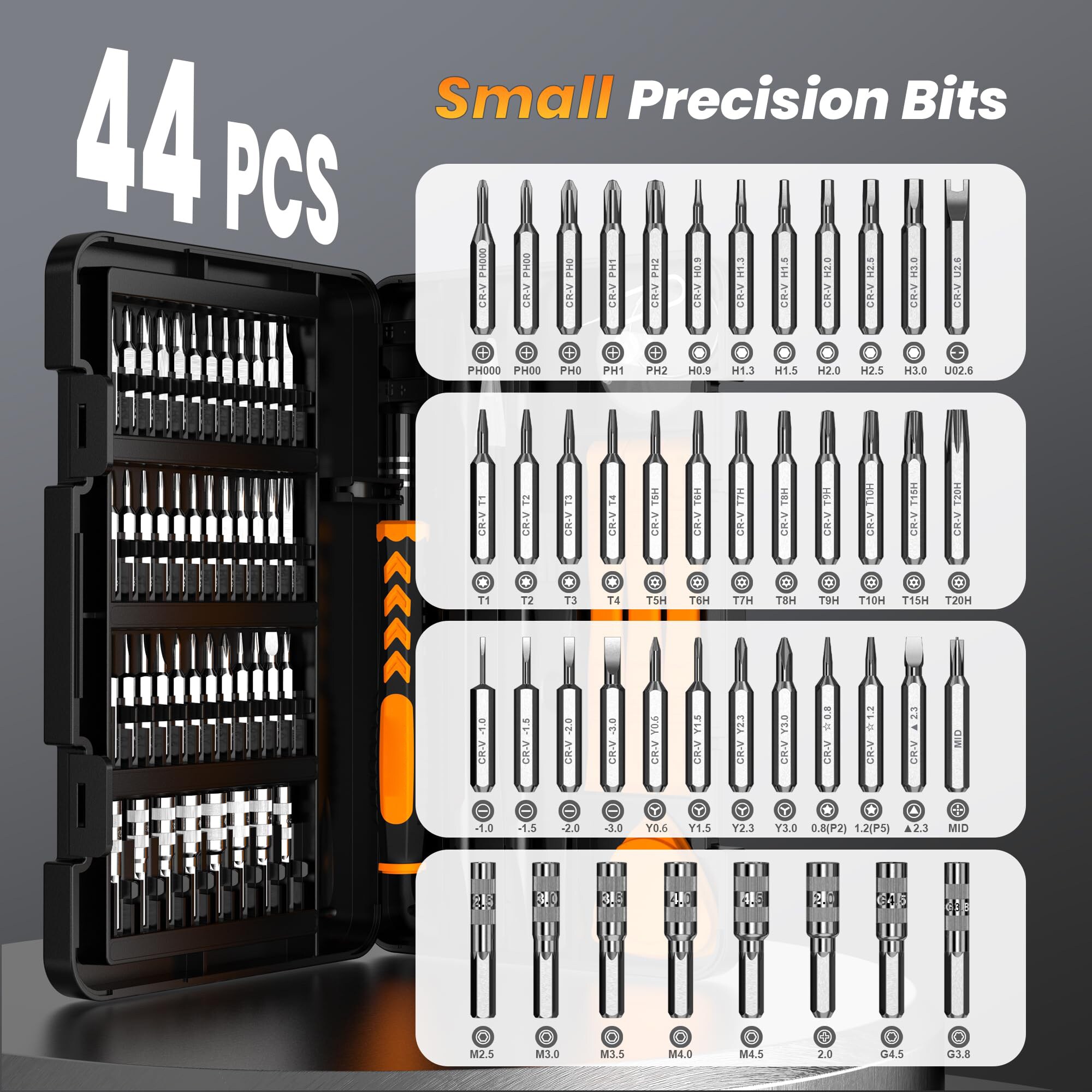 Afoxsos 59 Piece Precision Screwdriver Set with 44 CRV Bits Torx