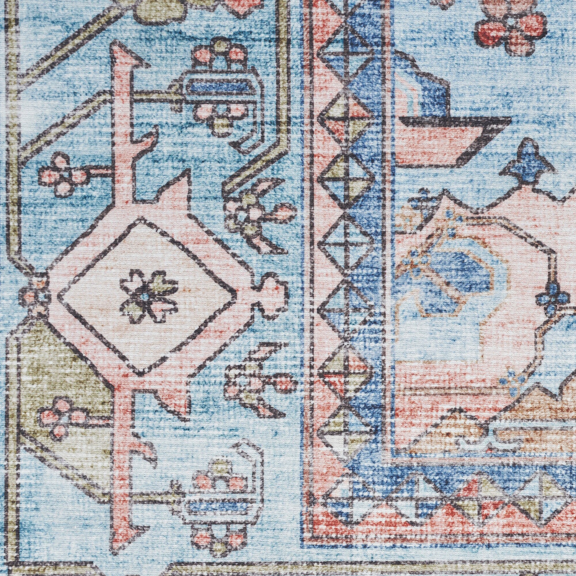 Fulton Blue Rectangular Persian Medallion Area Rug 5' x 7'