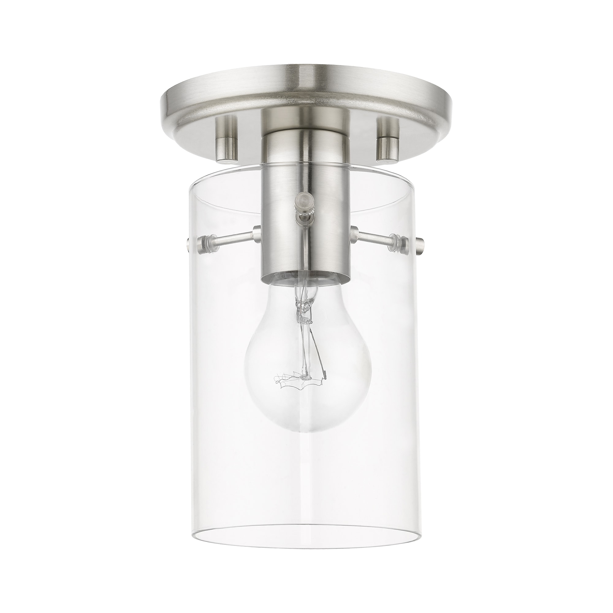 Munich Contemporary Brushed Nickel 1-Light Indoor/Outdoor Flush Mount