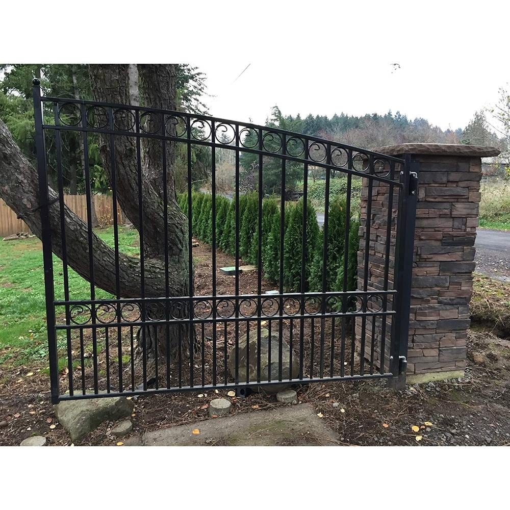 Paris Style Black Steel Dual Driveway Gate 12 ft x 6 ft