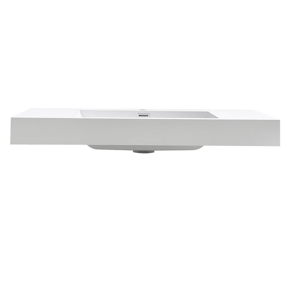 Mezzo 39'' White Acrylic Rectangular Bathroom Sink with Overflow