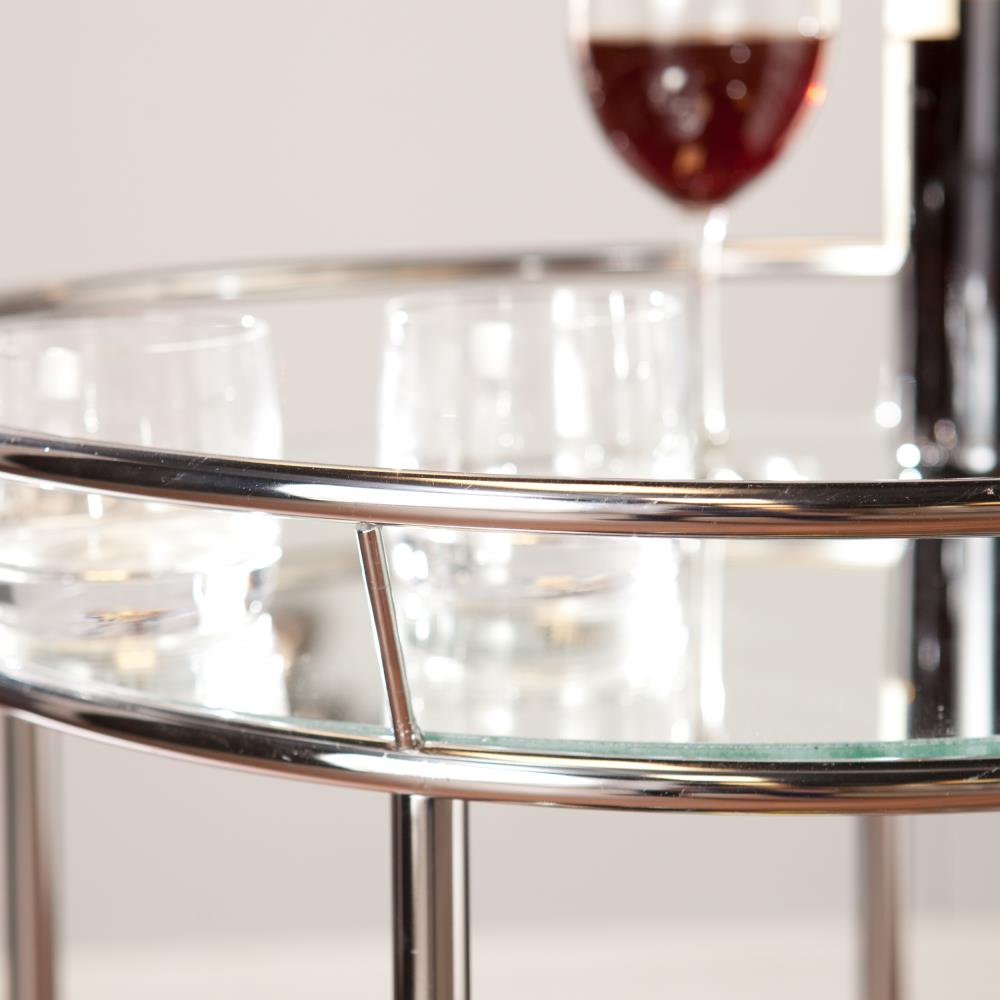 Boston Loft Furnishings Cratas 22.5-in x 29.75-in Chrome Round Cart Bar