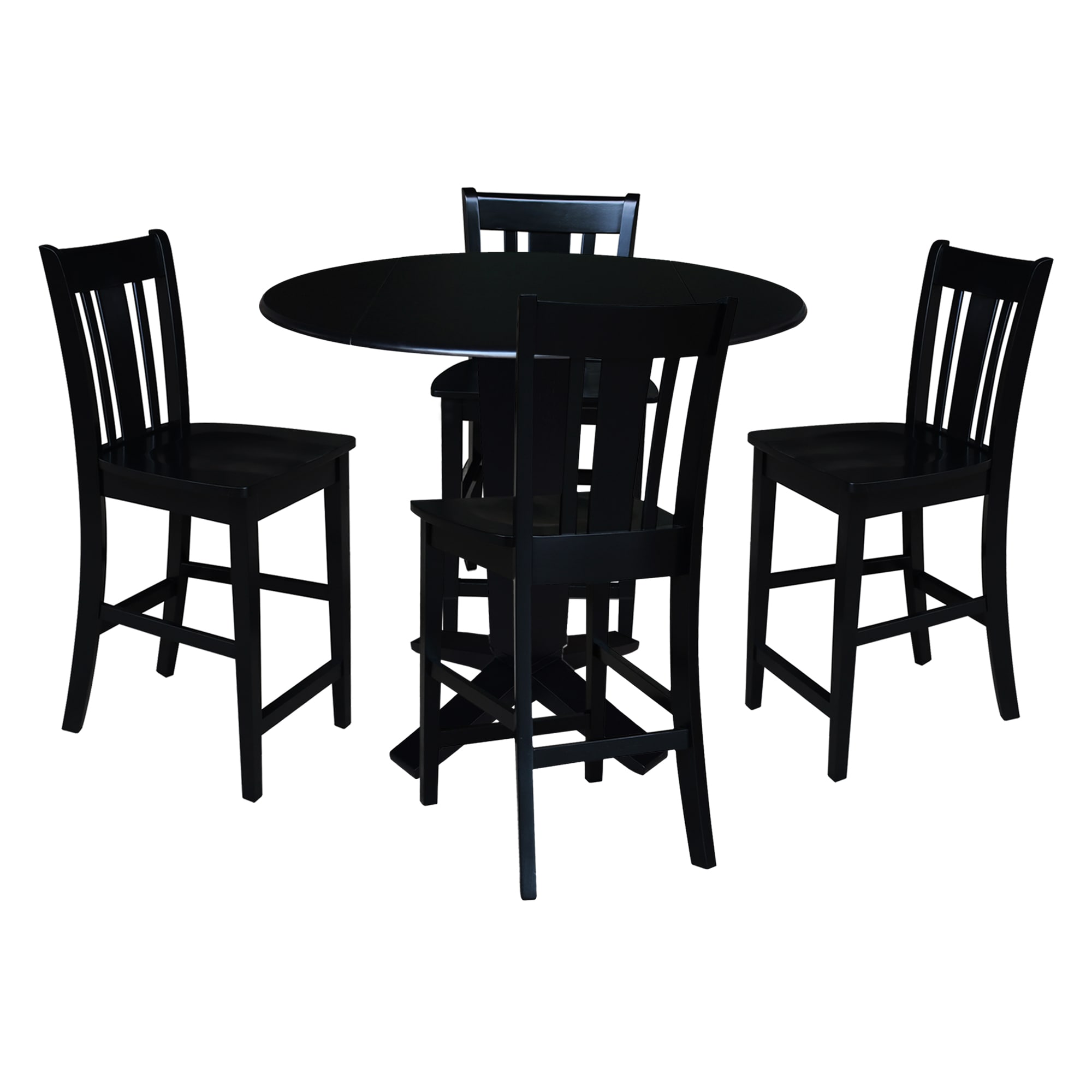 International Concepts K46-42DPT-23B-S102-4 Black Traditional Dining Room Set with Round Table ( Seats 4 )
