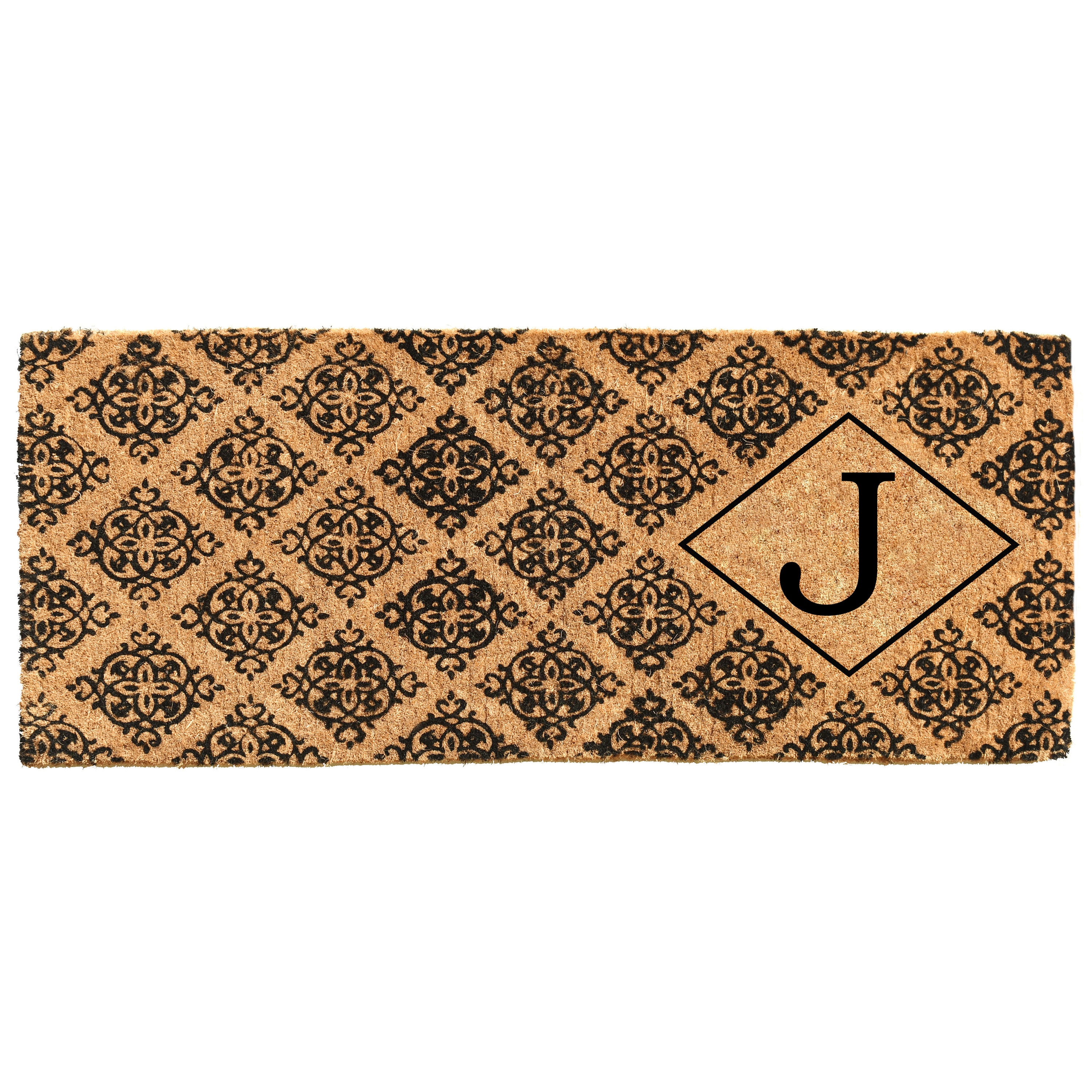 Callowaymills 103331846J 18-in x 46-in Natural/Black Coir Non-Slip Grip Indoor or outdoor Decorative Door Mat