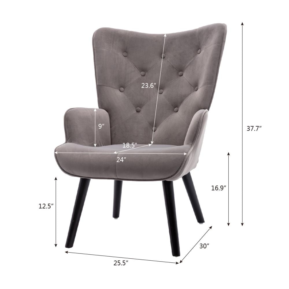 Clihome Accent Chair Modern Gray Velvet Accent Chair in the Chairs ...