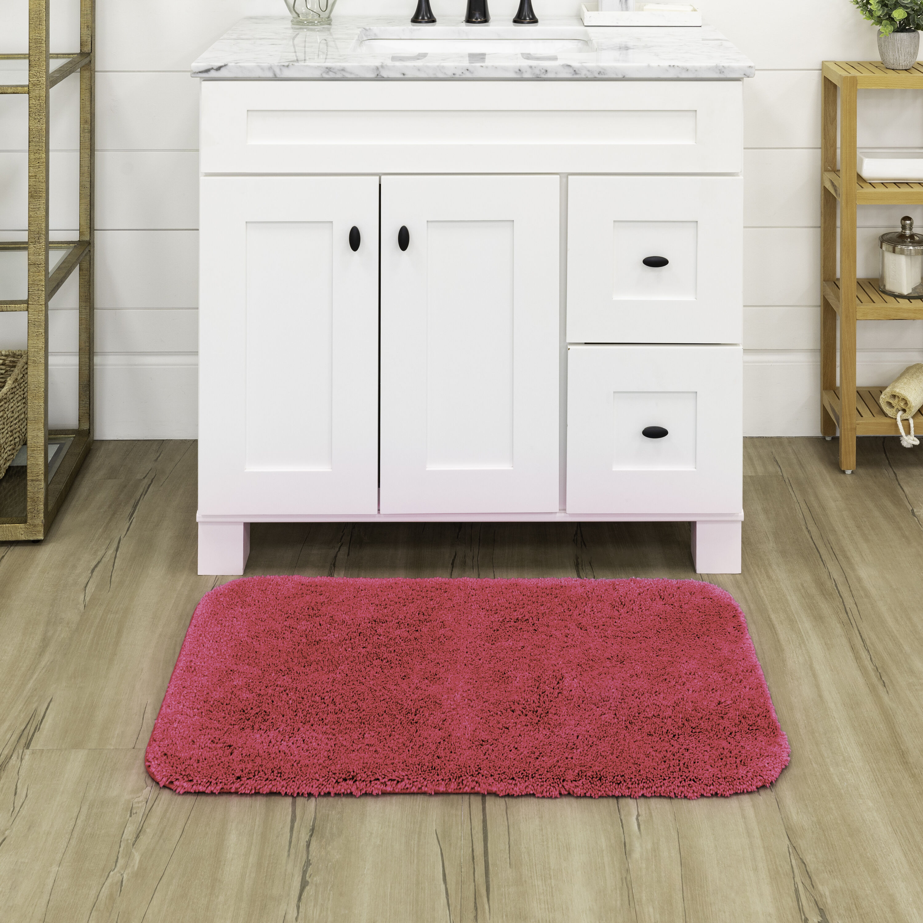 Mohawk Home Y2844 270 017024 Pure perfection 17-Inches x 24-Inches Raspberry Nylon Bath rug